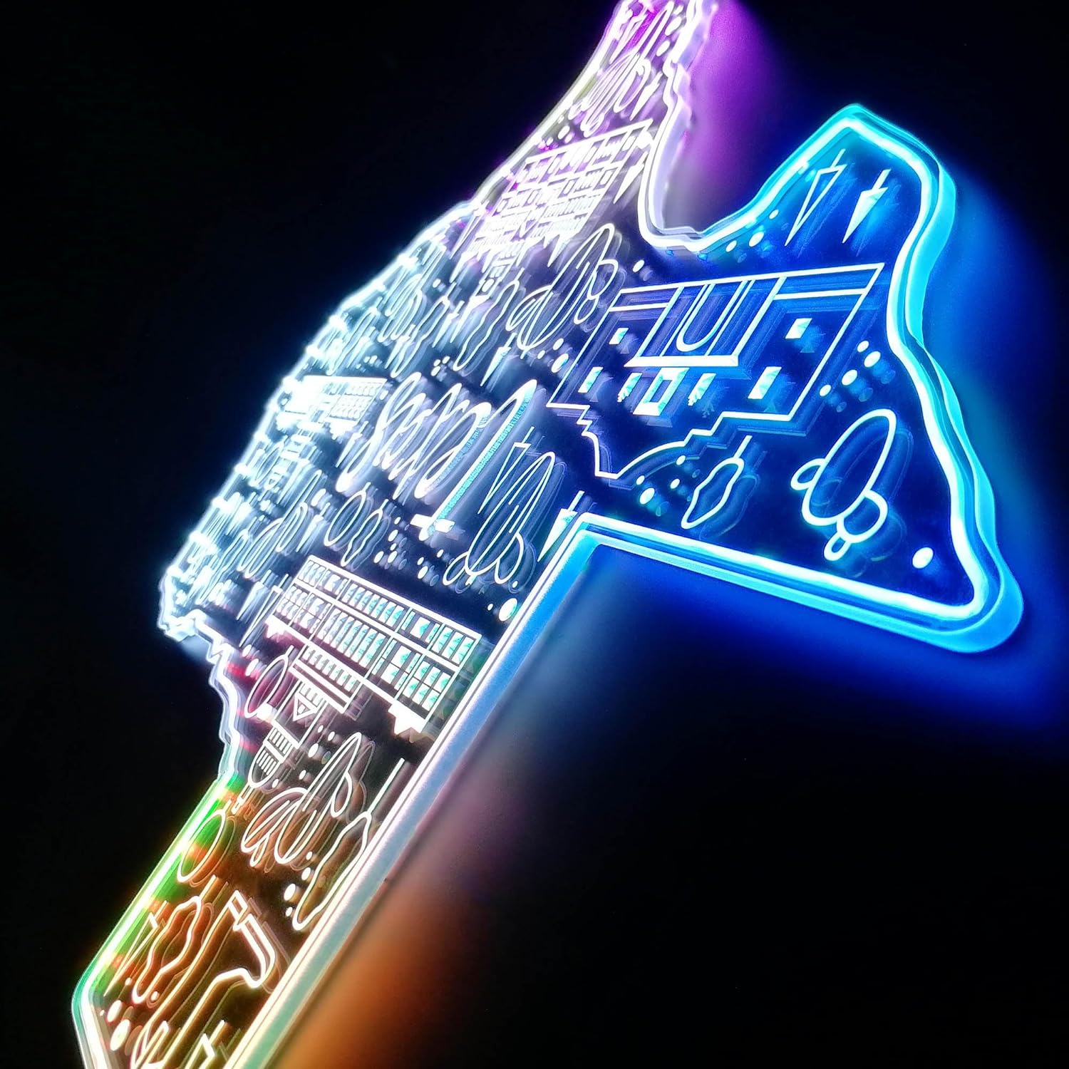LEDLABCAVE Texas Map with Landmarks RGB Dynamic Glam LED Sign Cut-to ...