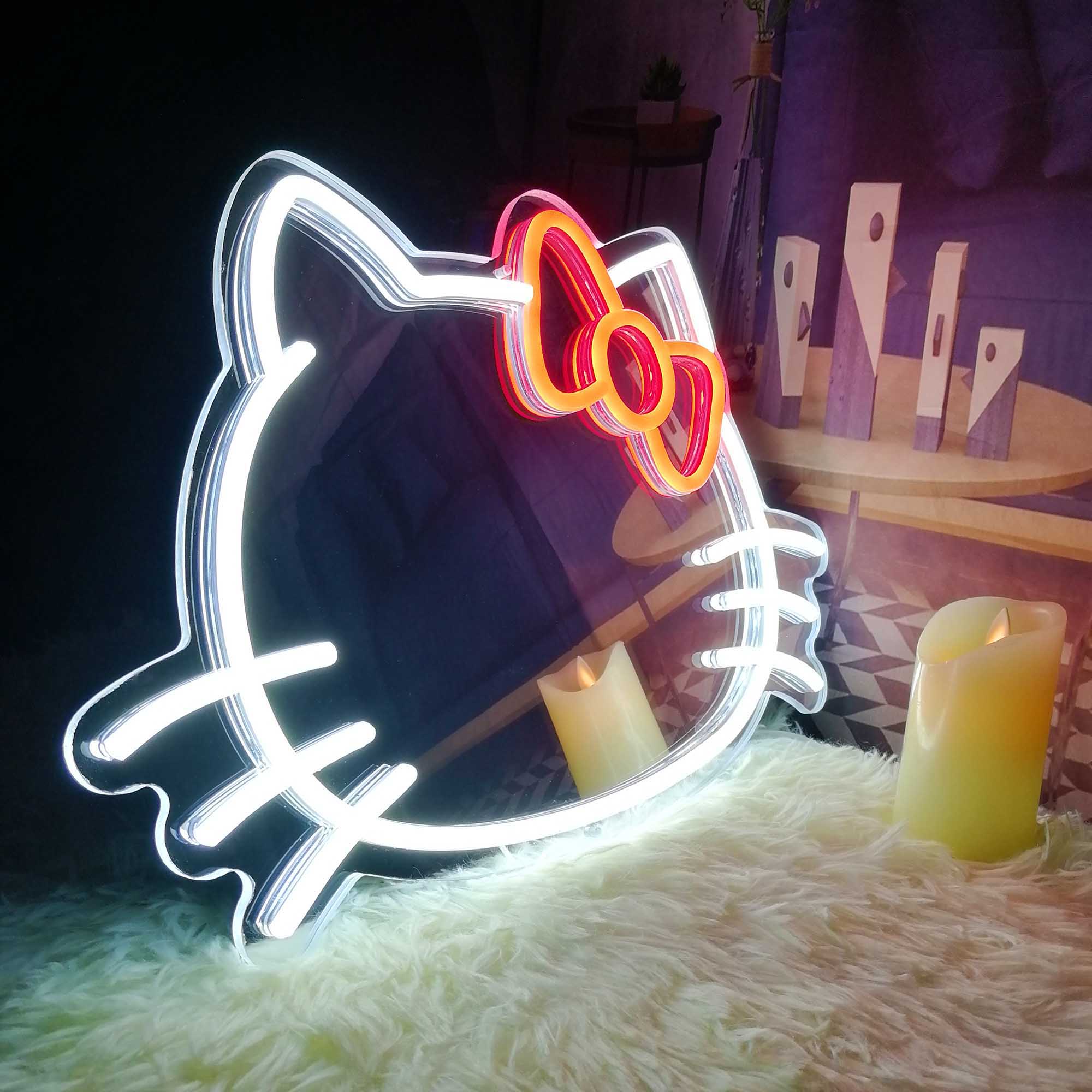 Hello Kitty Light Up Makeup Mirror Sign, Hello Kitty LED Mirror