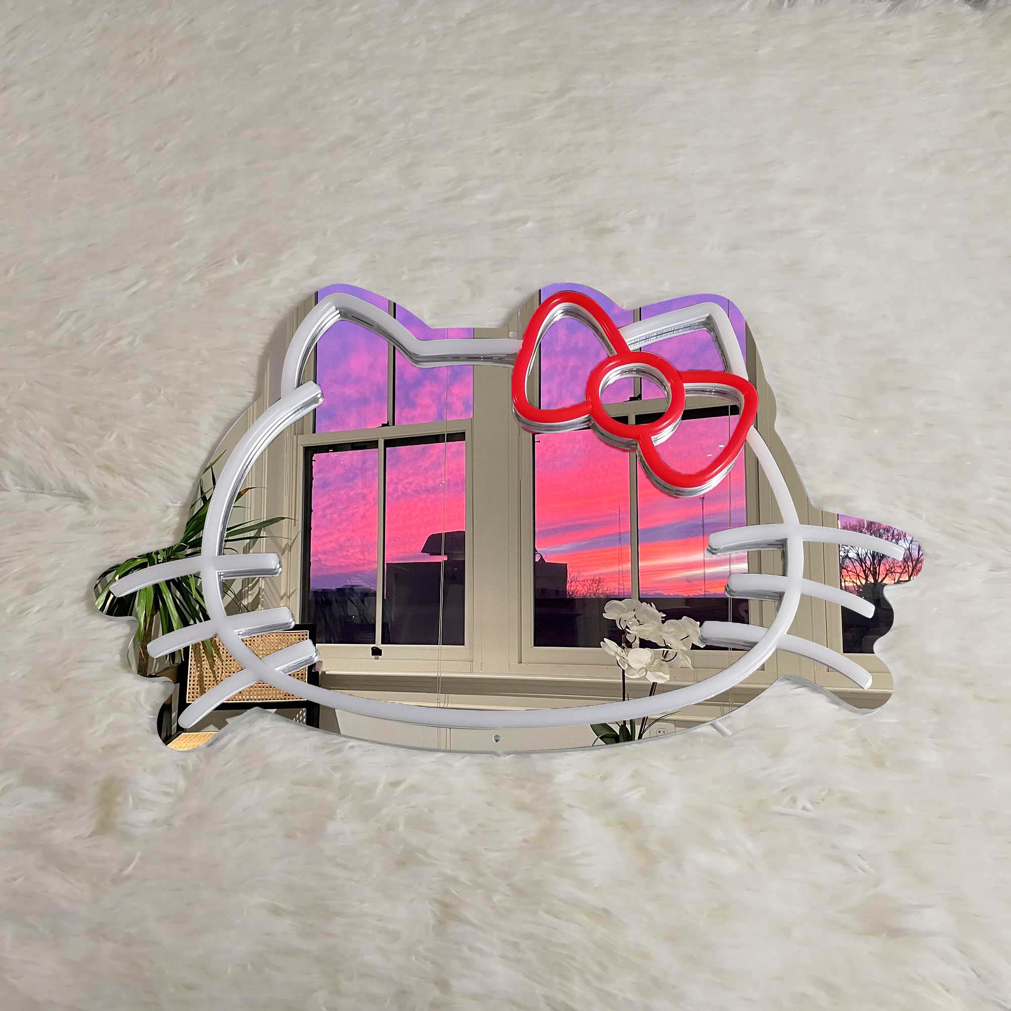 Hello Kitty Light Up Makeup Mirror Sign, Hello Kitty LED Mirror