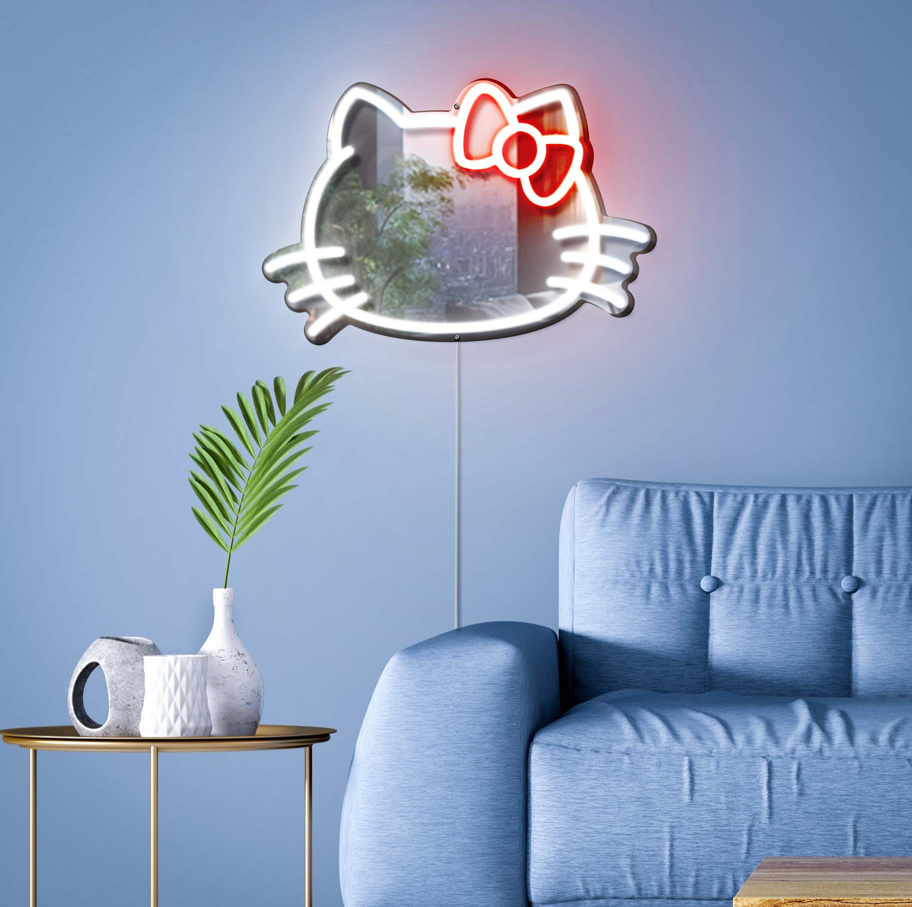 Hello Kitty Light Up Makeup Mirror Sign, Hello Kitty LED Mirror