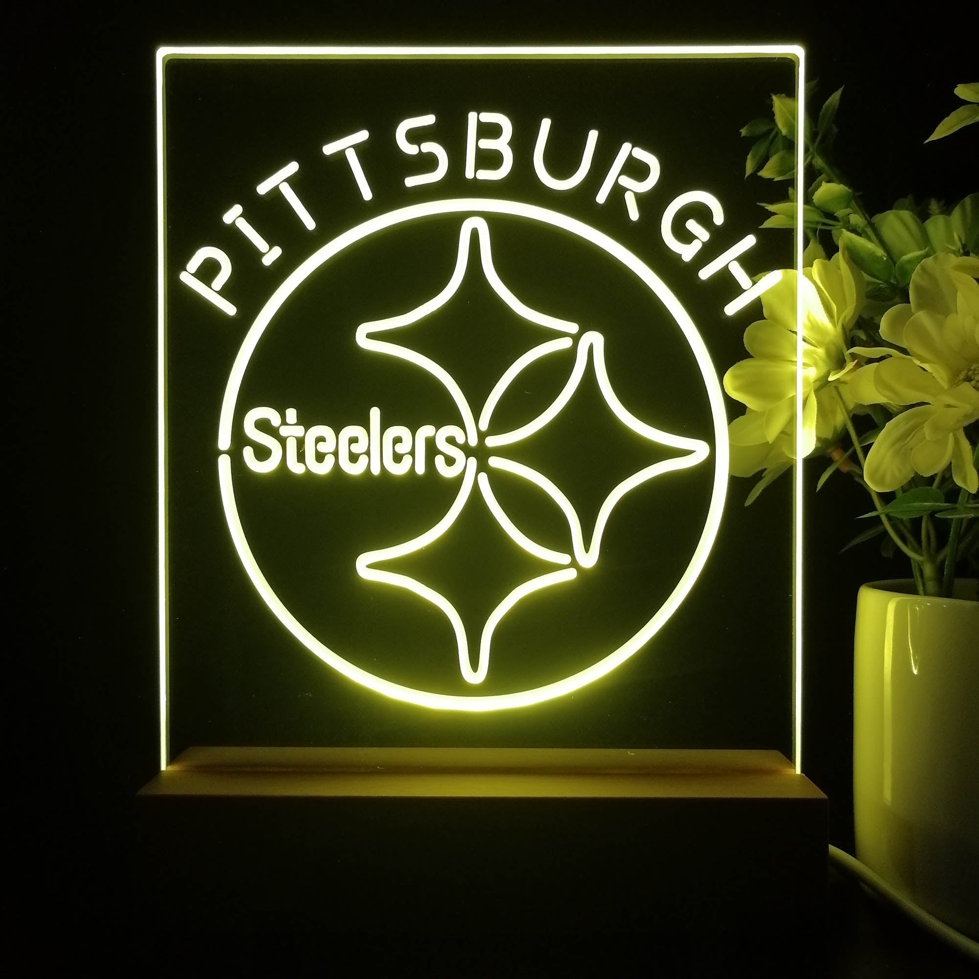 Pittsburgh Steelers Neon Sign Table Top Lamp