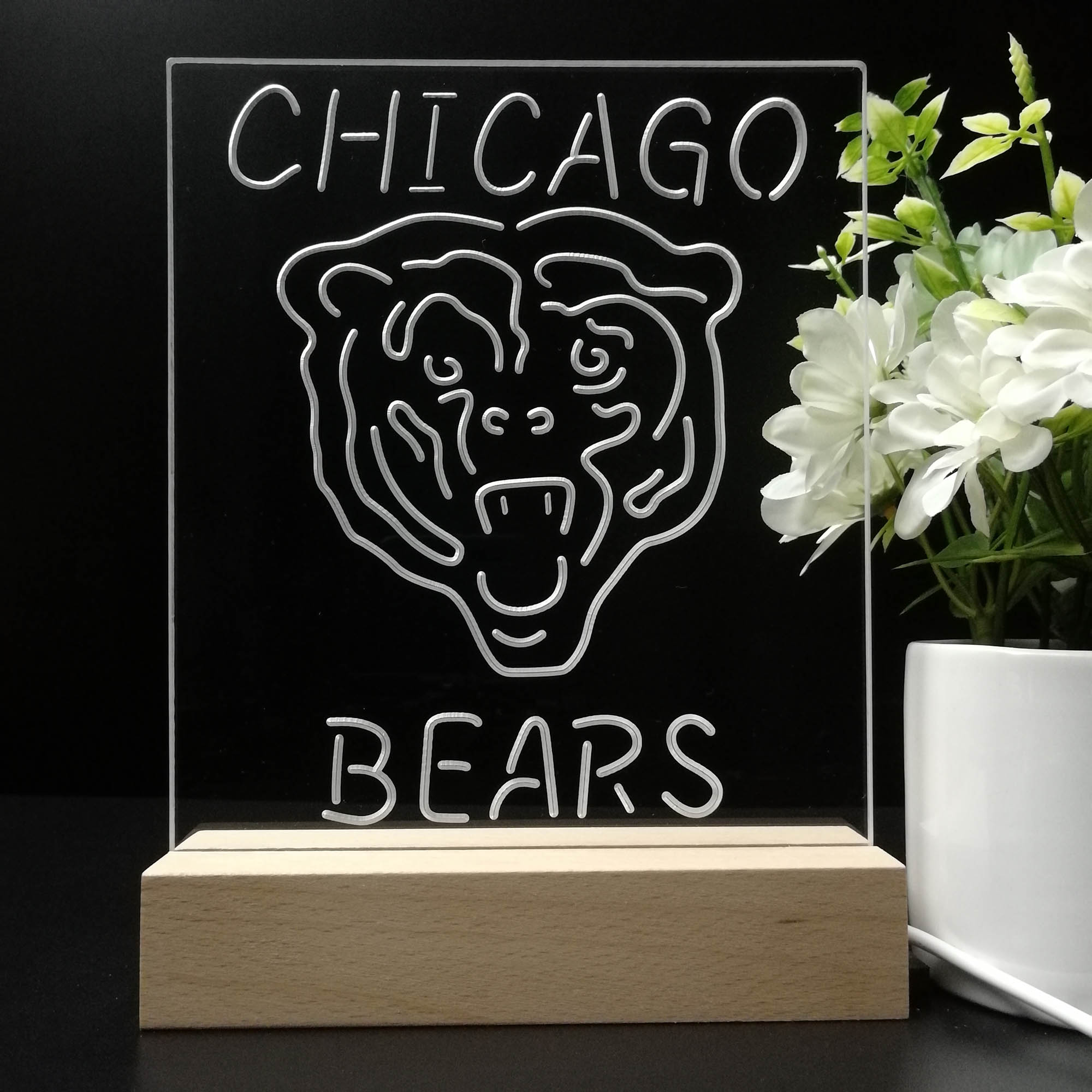 Chicago Bears Night Light Neon Pub Bar Lamp