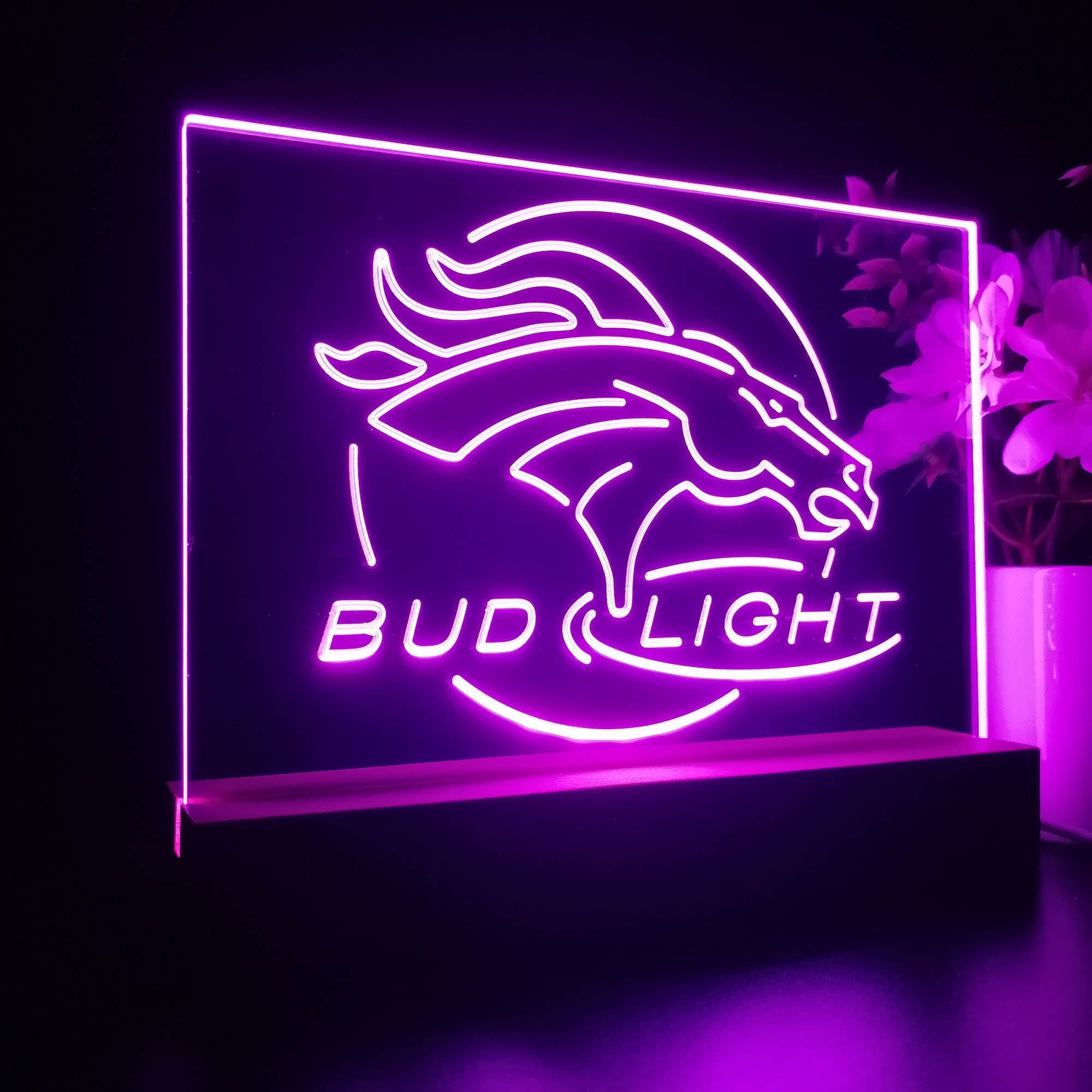 Broncos Denver Bud Light 3D Illusion Night Light Table Lamp