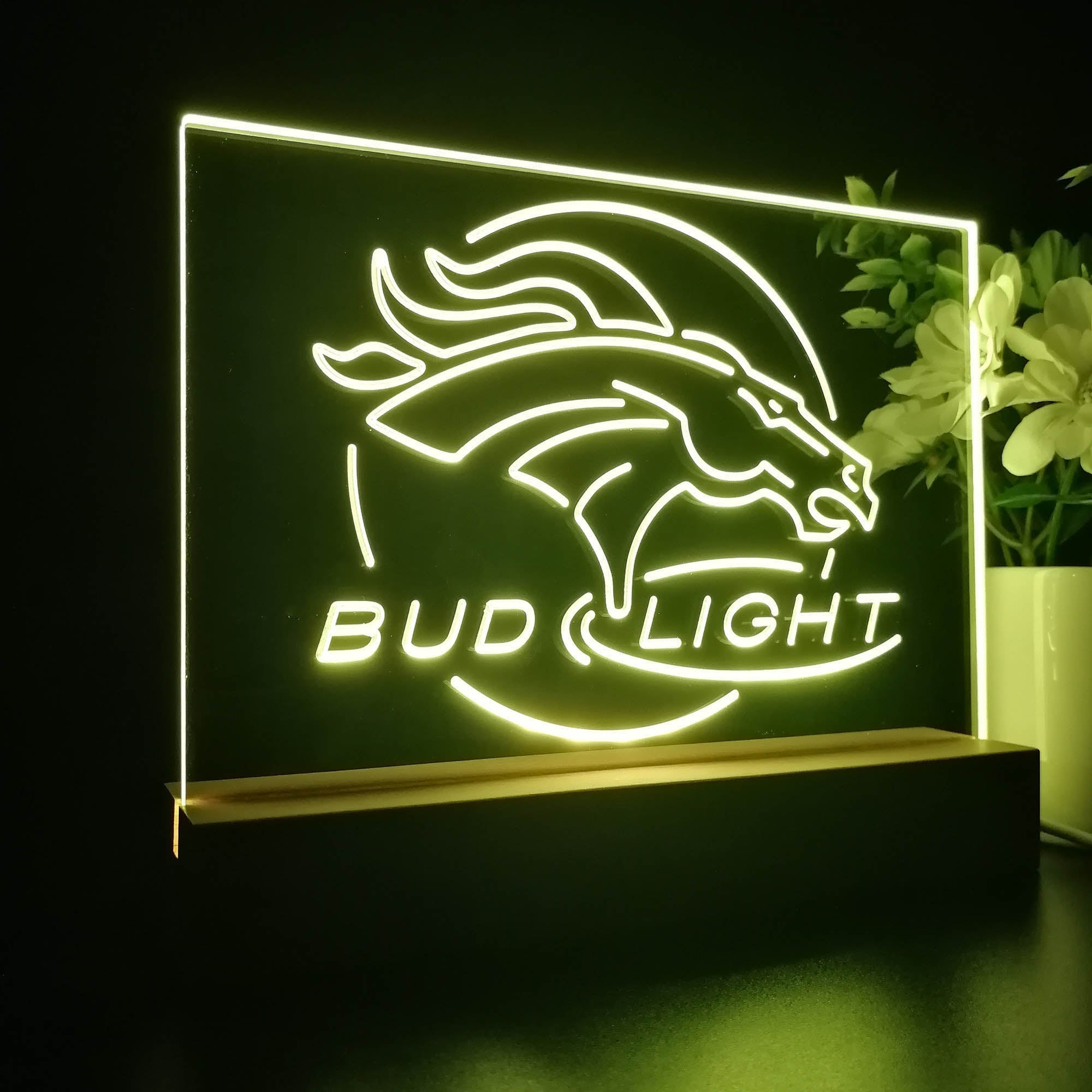 Broncos Denver Bud Light 3D Illusion Night Light Table Lamp