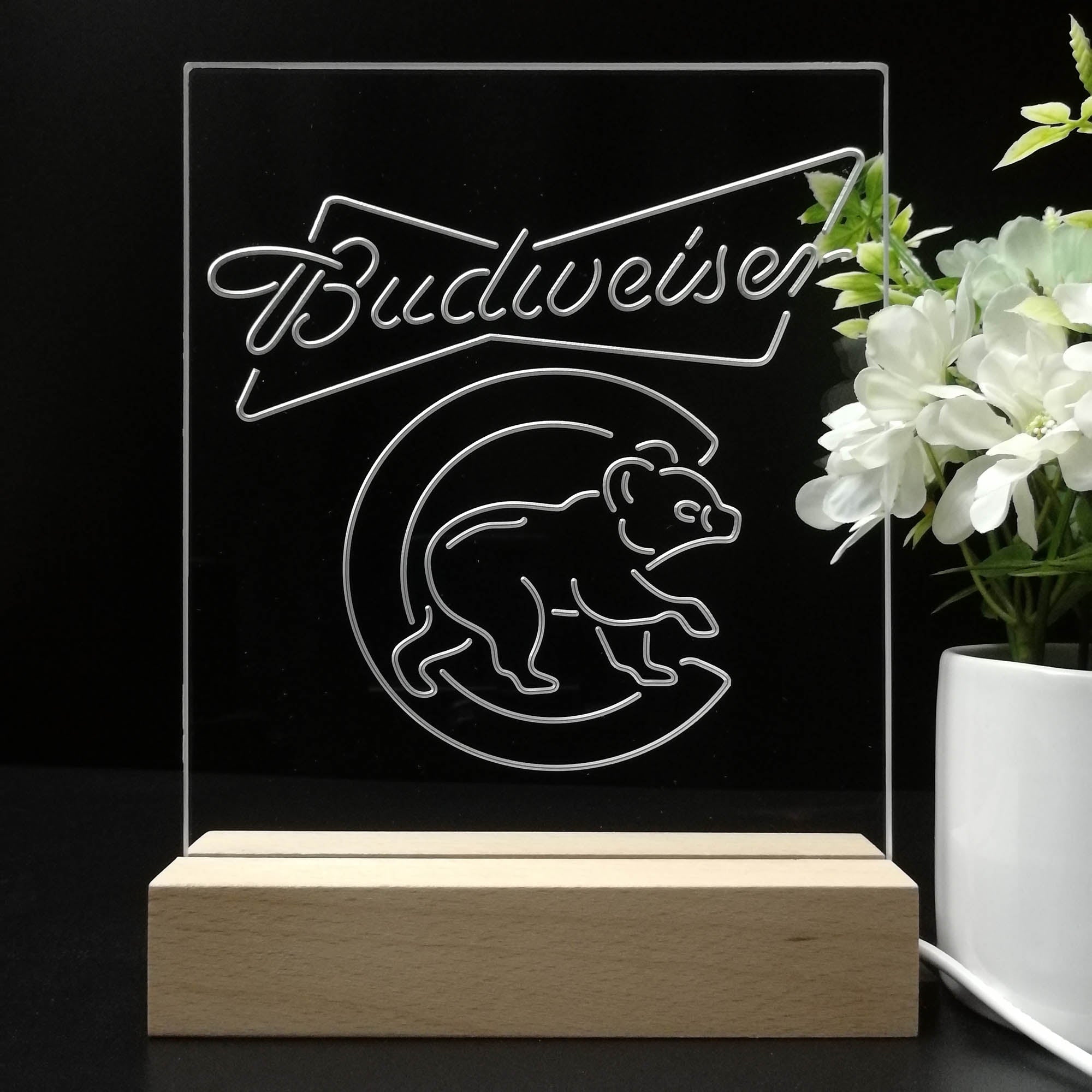 Chicago Bears Budweiser Neon Sign Table Top Lamp