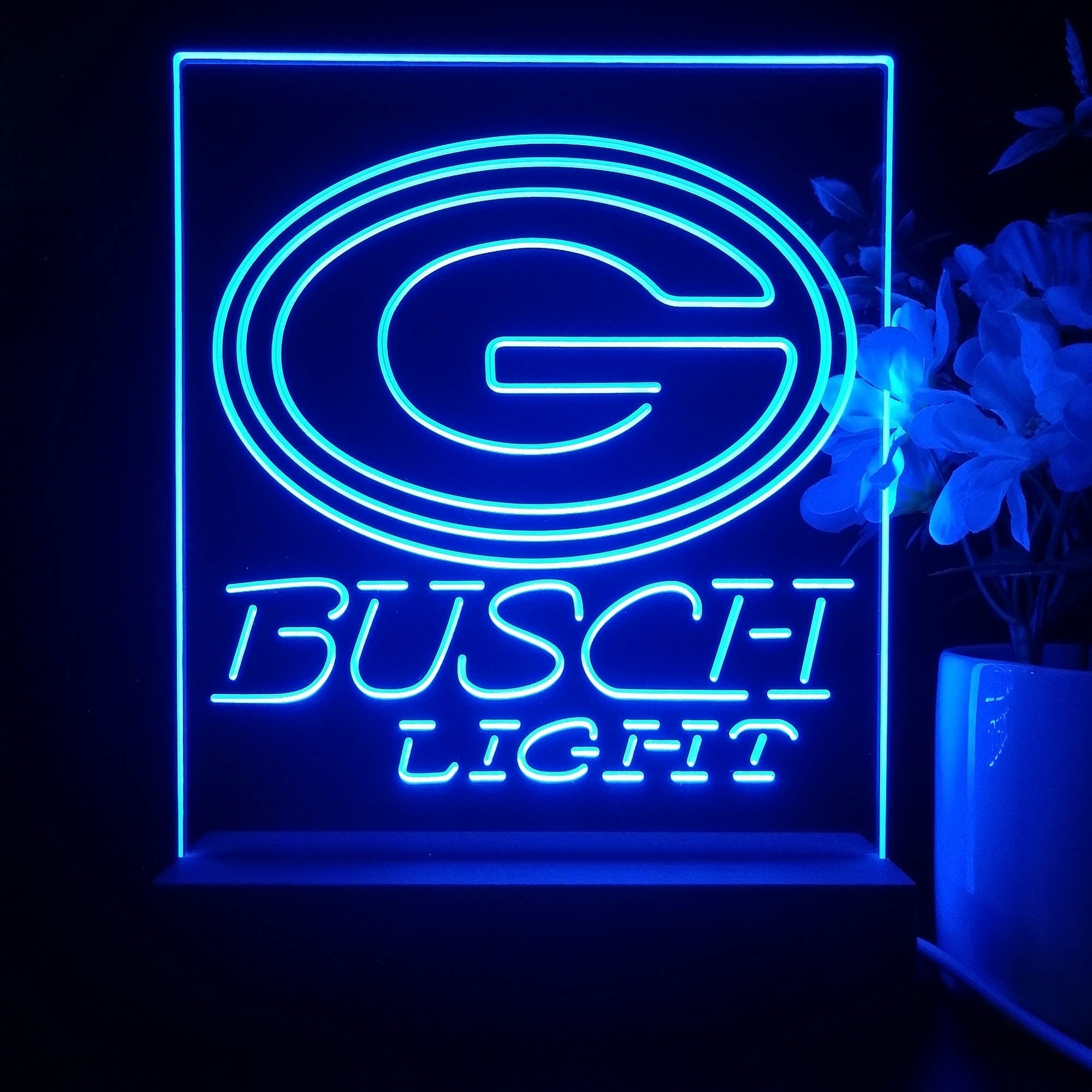 Green Bay Packers Busch Light Led Light Sign Table Top Lamp