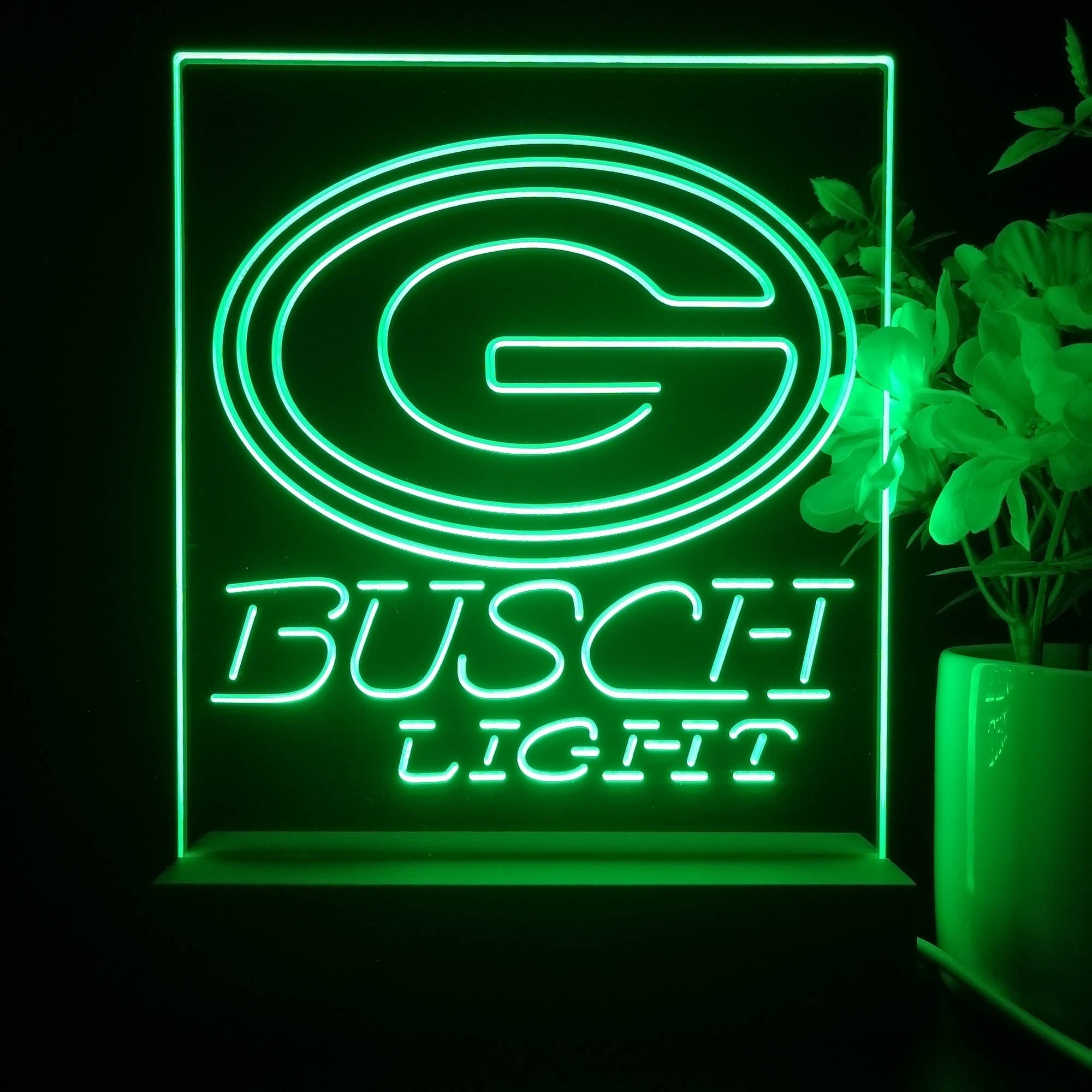 Green Bay Packers Busch Light Led Light Sign Table Top Lamp