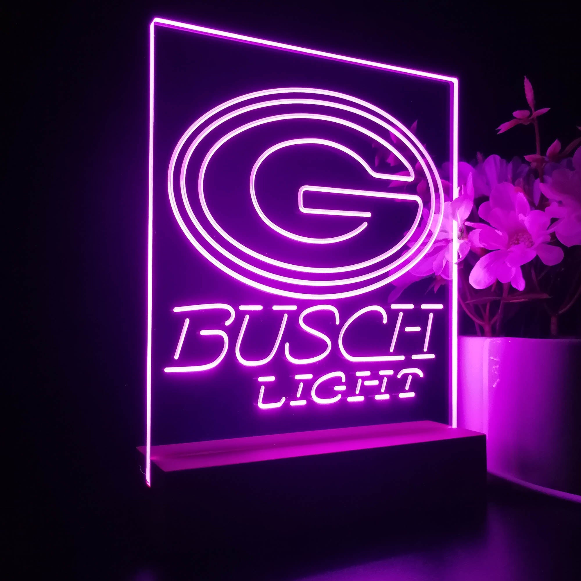 Green Bay Packers Busch Light Led Light Sign Table Top Lamp