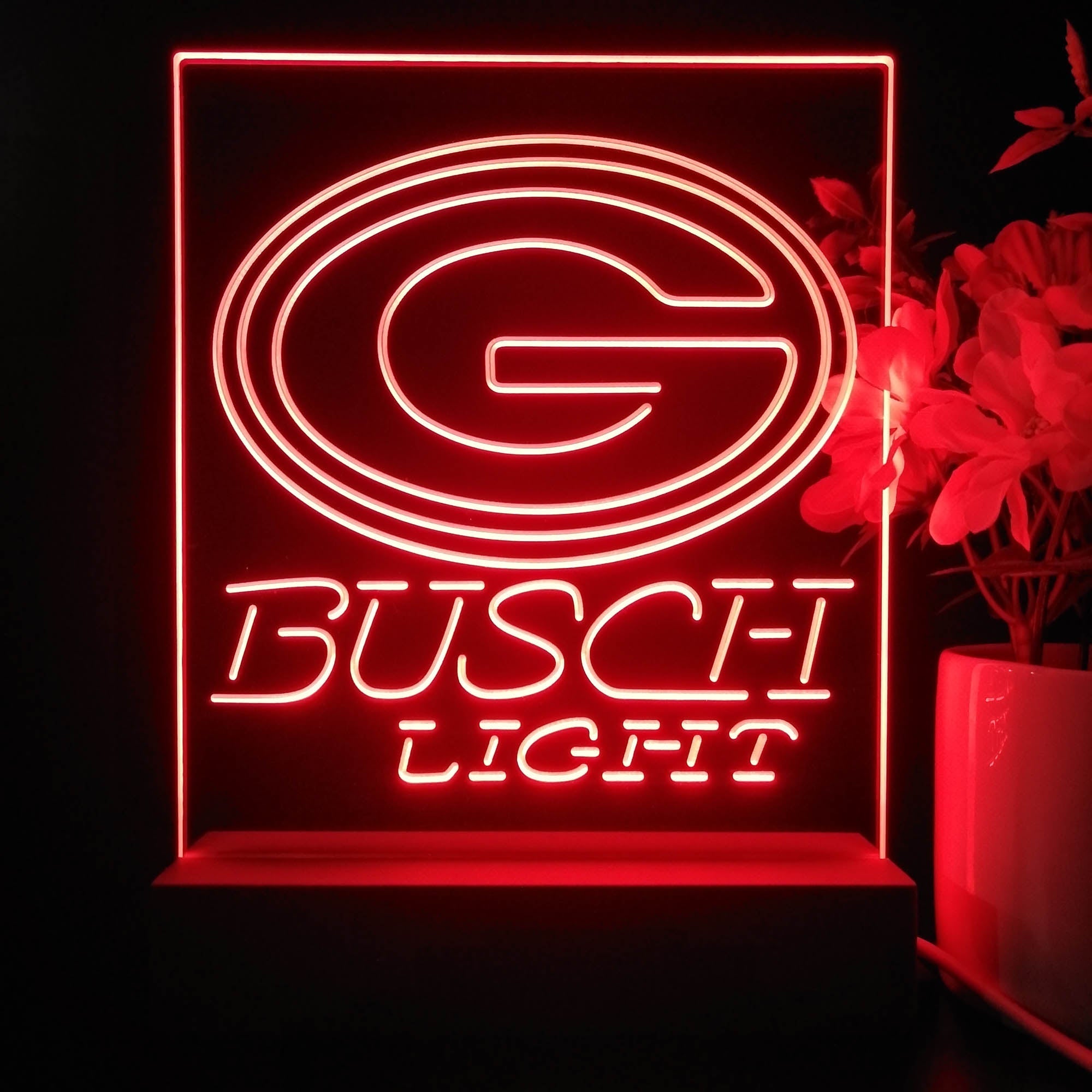 Green Bay Packers Busch Light Led Light Sign Table Top Lamp