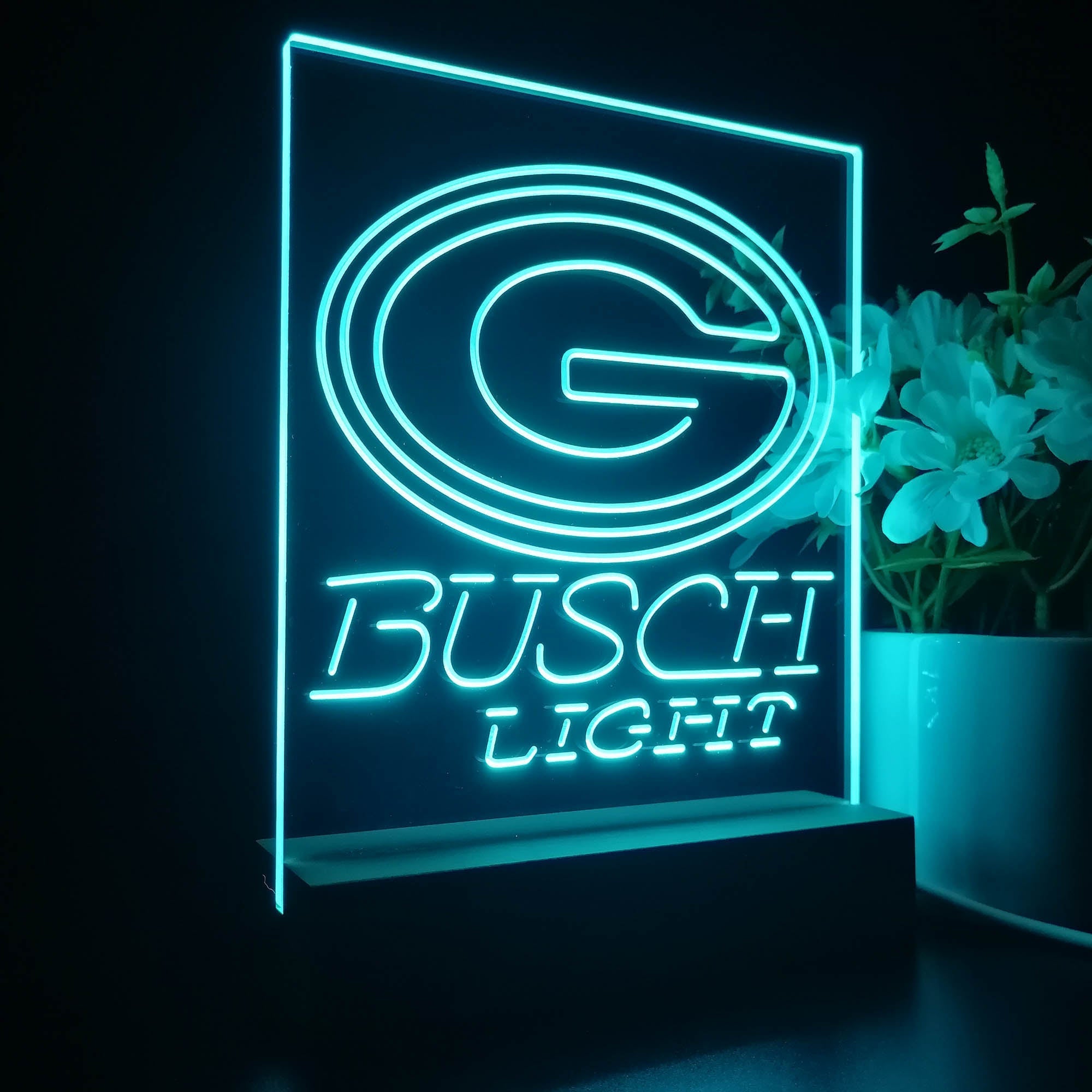 Green Bay Packers Busch Light Led Light Sign Table Top Lamp