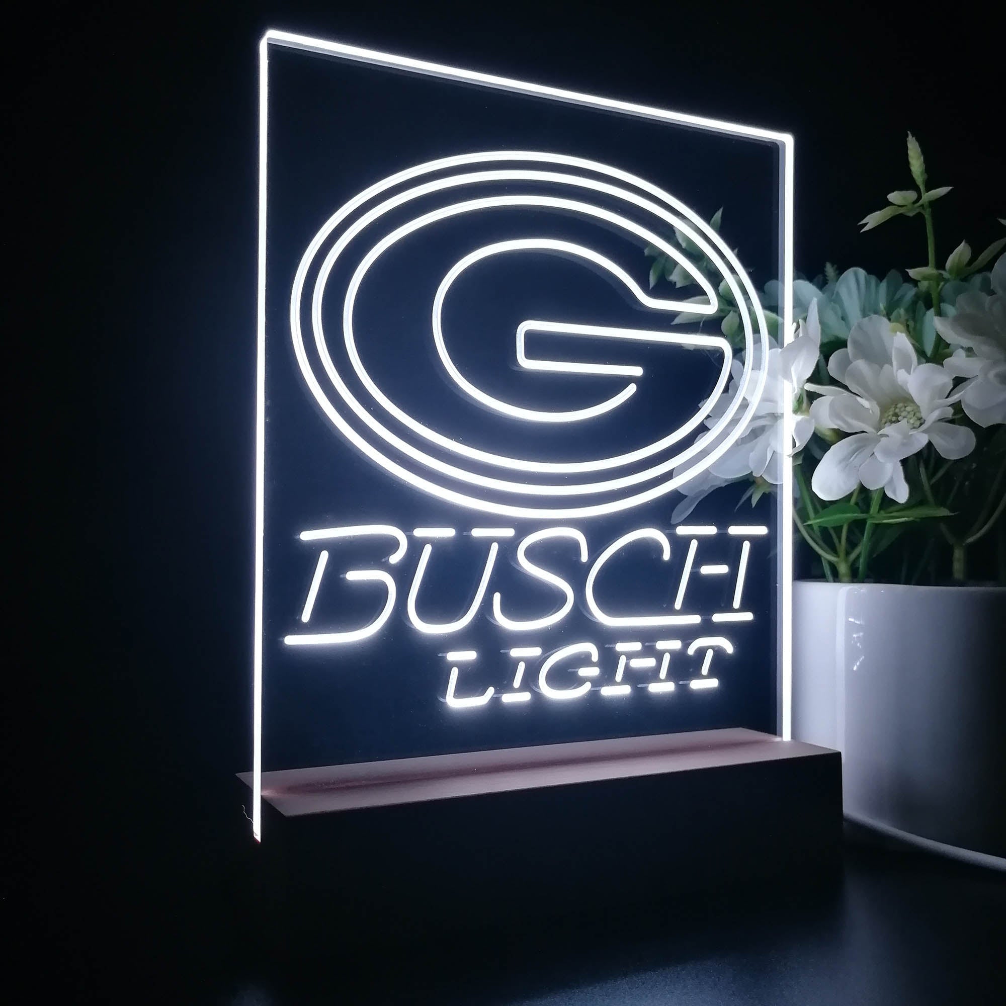 Green Bay Packers Busch Light Led Light Sign Table Top Lamp