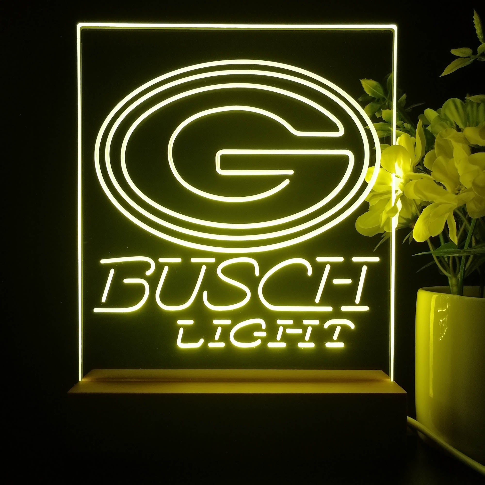 Green Bay Packers Busch Light Led Light Sign Table Top Lamp