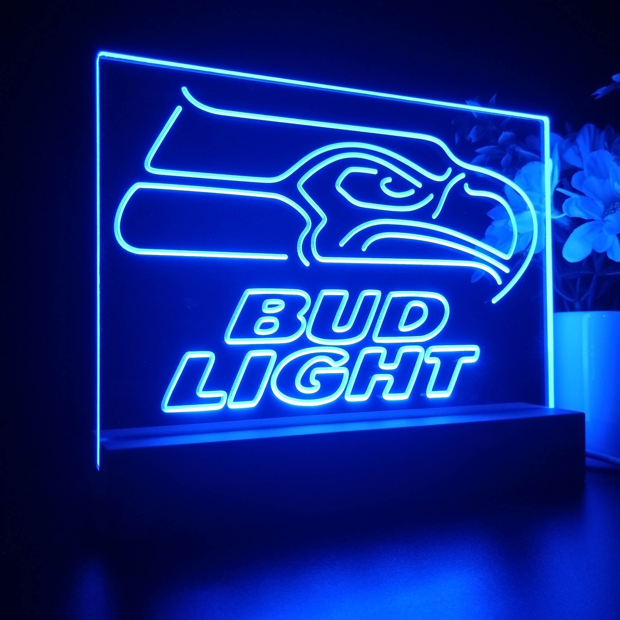 Seattle Seahawks Bud Light 3D Illusion Night Light Desk Lamp