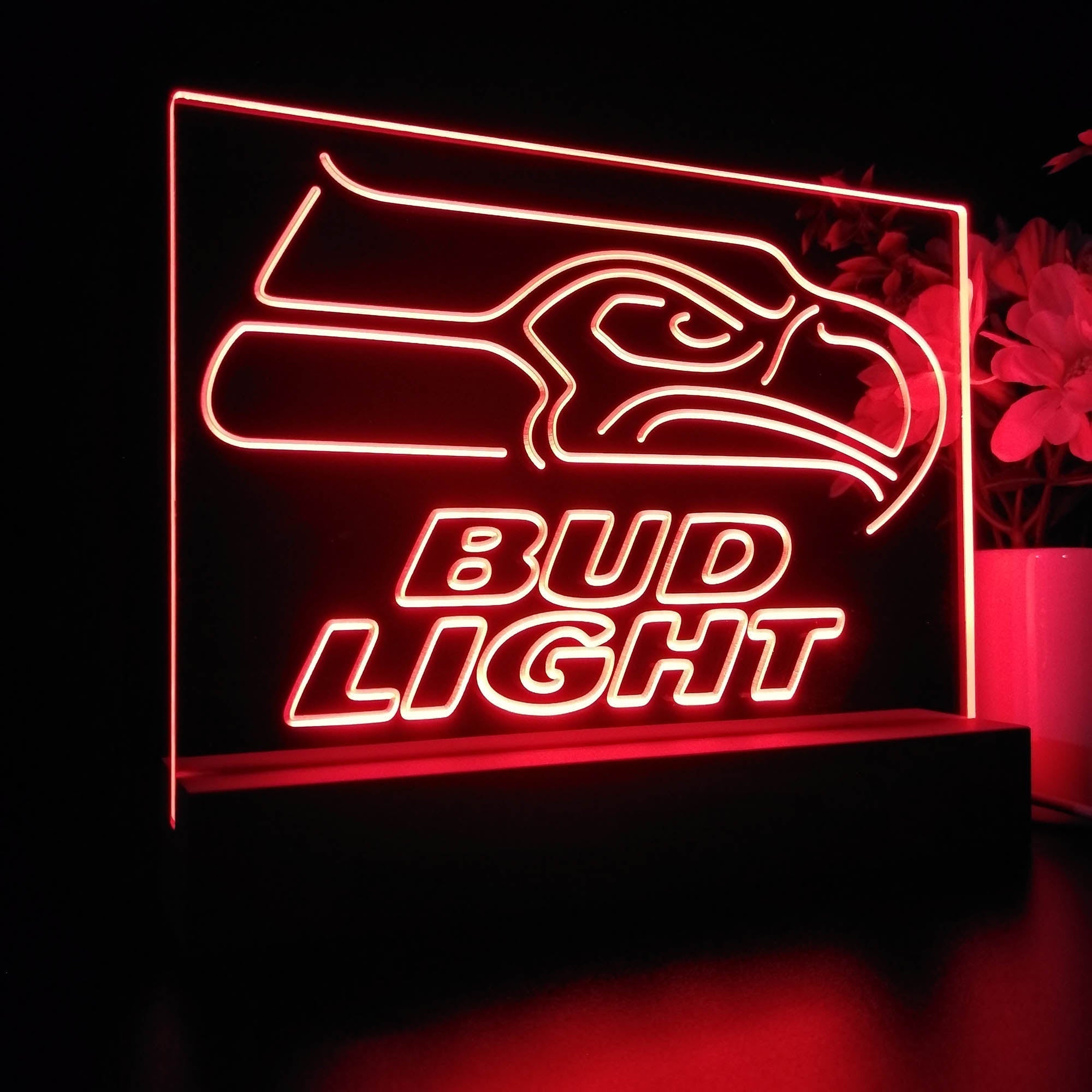 Seattle Seahawks Bud Light 3D Illusion Night Light Desk Lamp