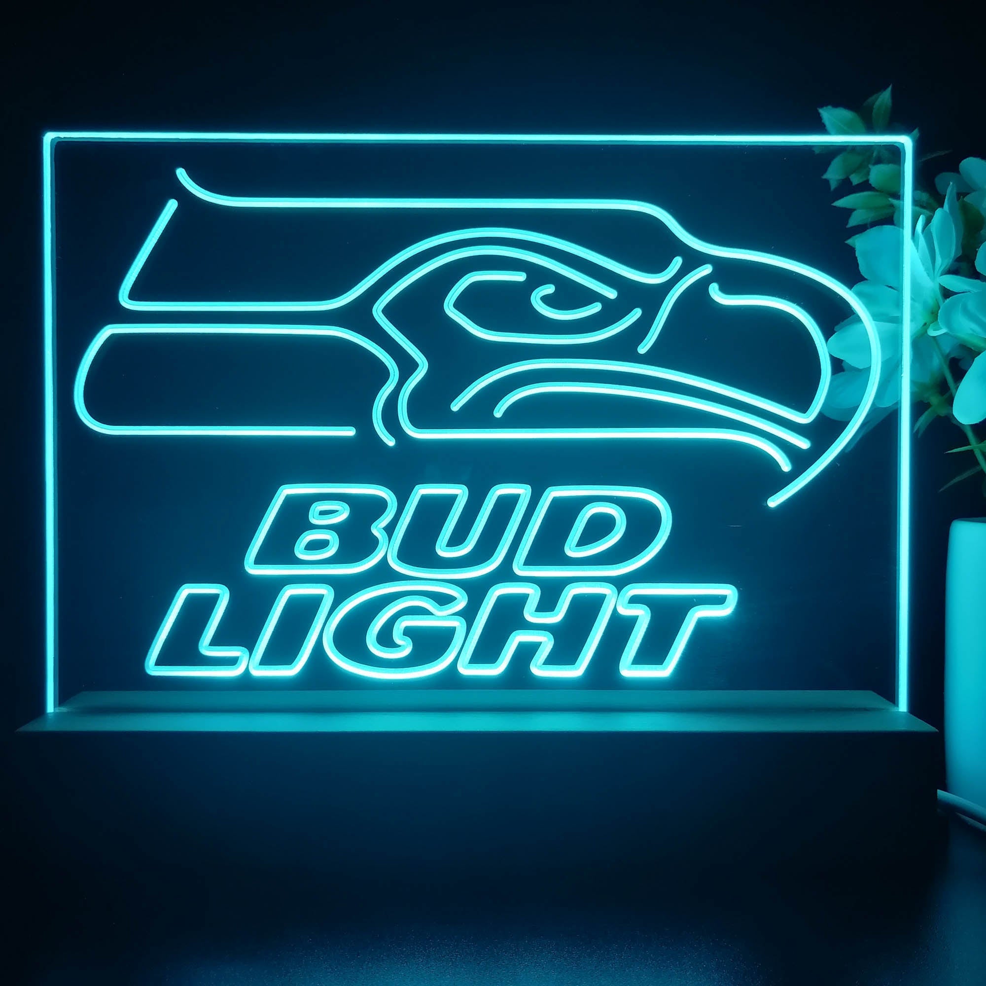 Seattle Seahawks Bud Light 3D Illusion Night Light Desk Lamp