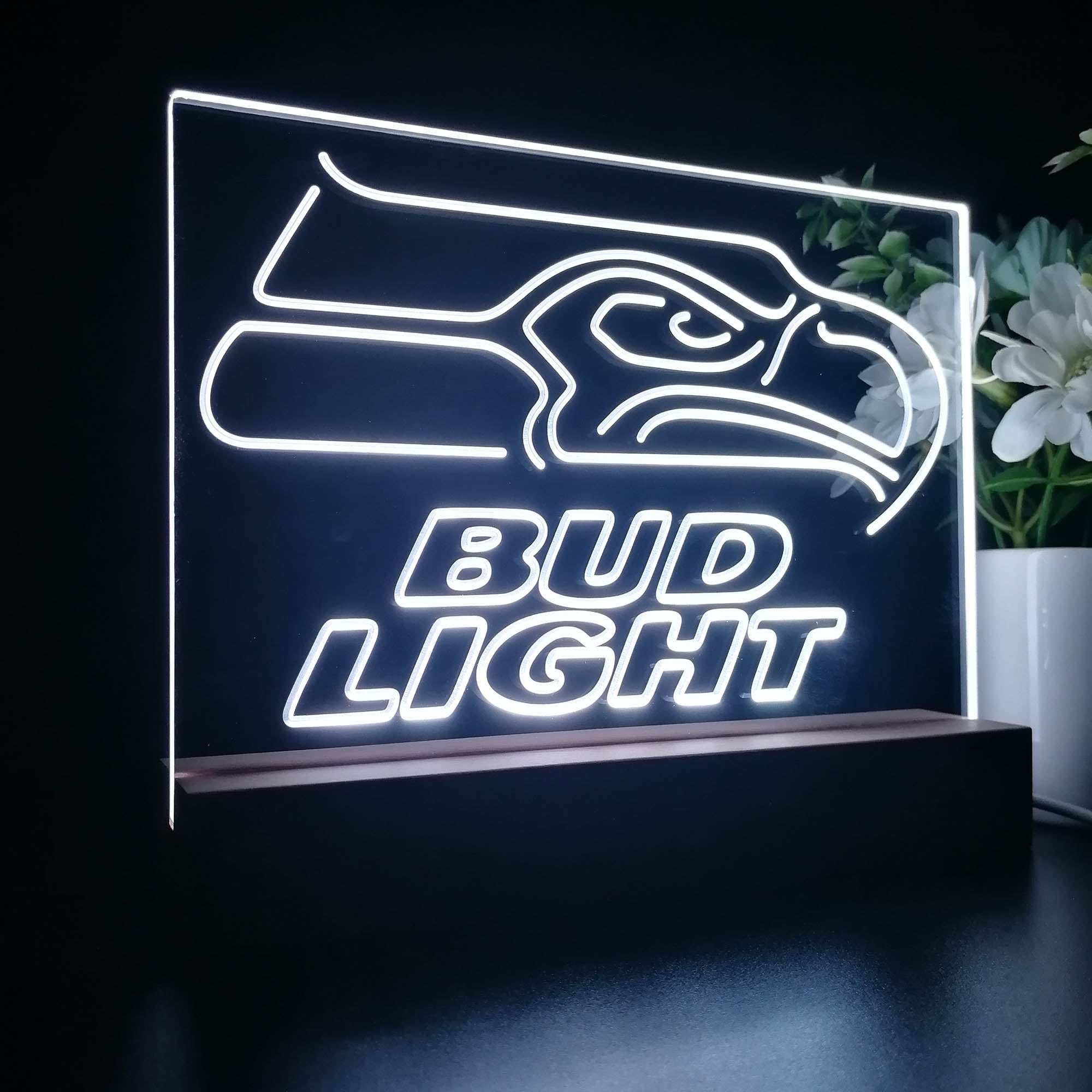 Seattle Seahawks Bud Light 3D Illusion Night Light Desk Lamp