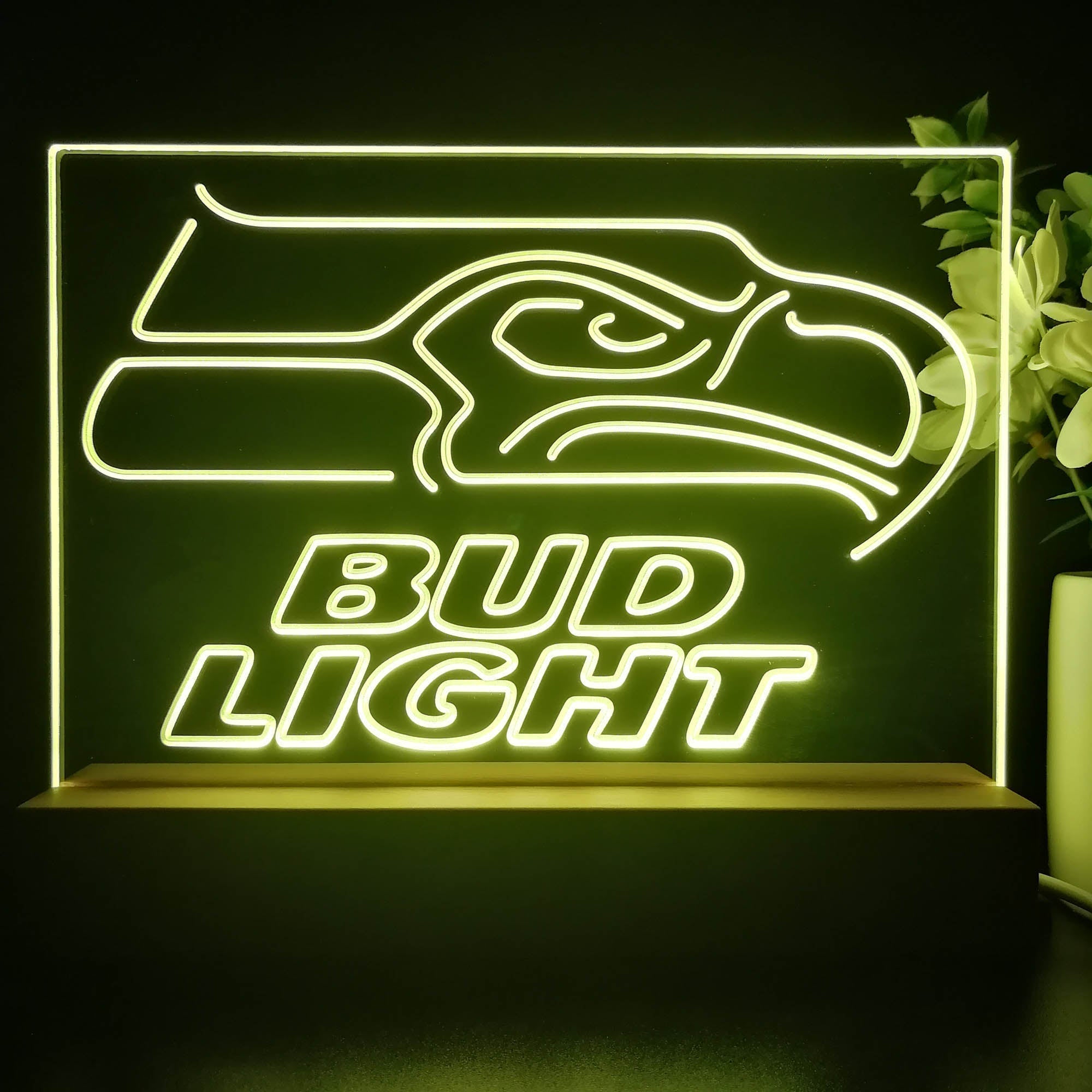 Seattle Seahawks Bud Light 3D Illusion Night Light Desk Lamp