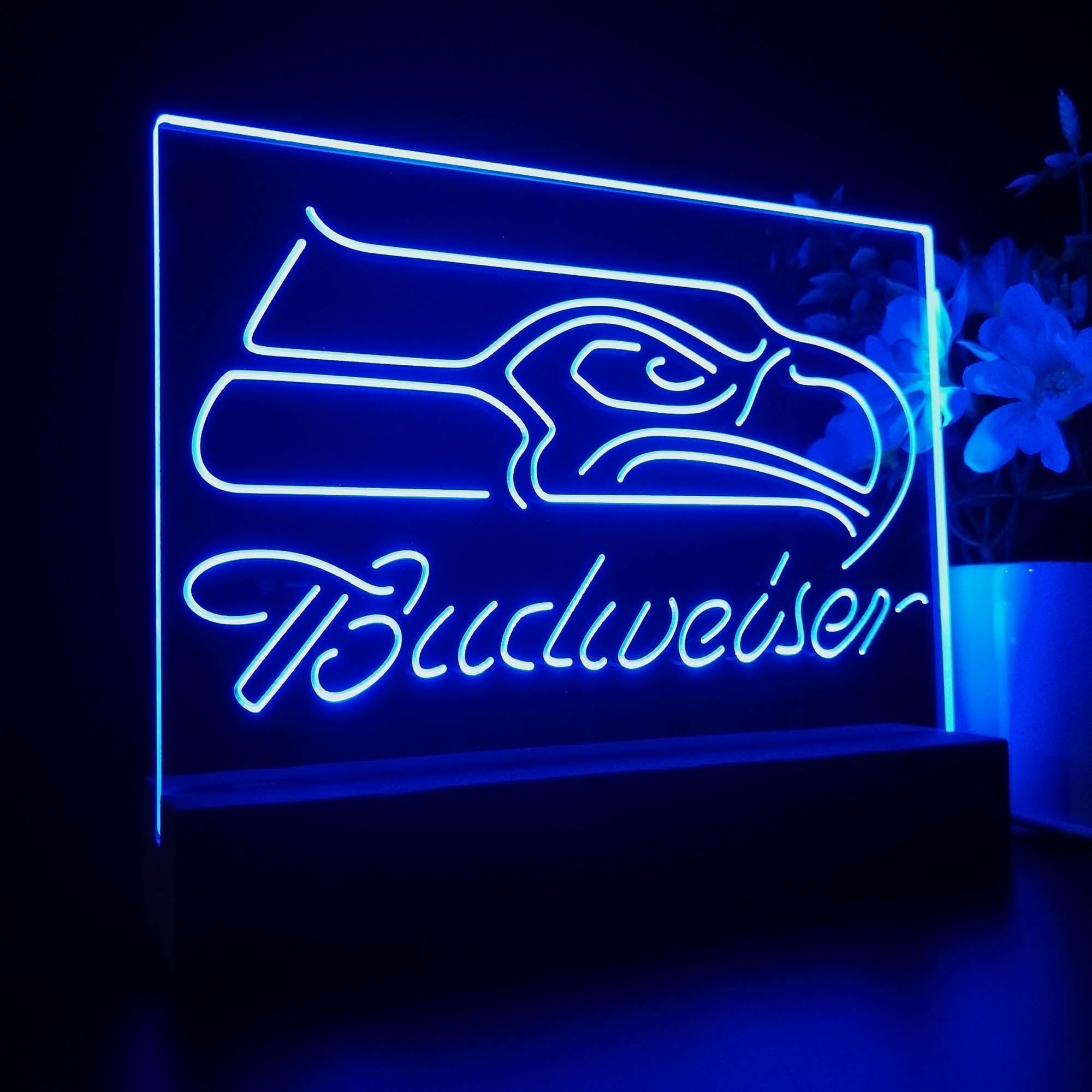 Seattle Seahawks Budweiser 3D Illusion Night Light Desk Lamp