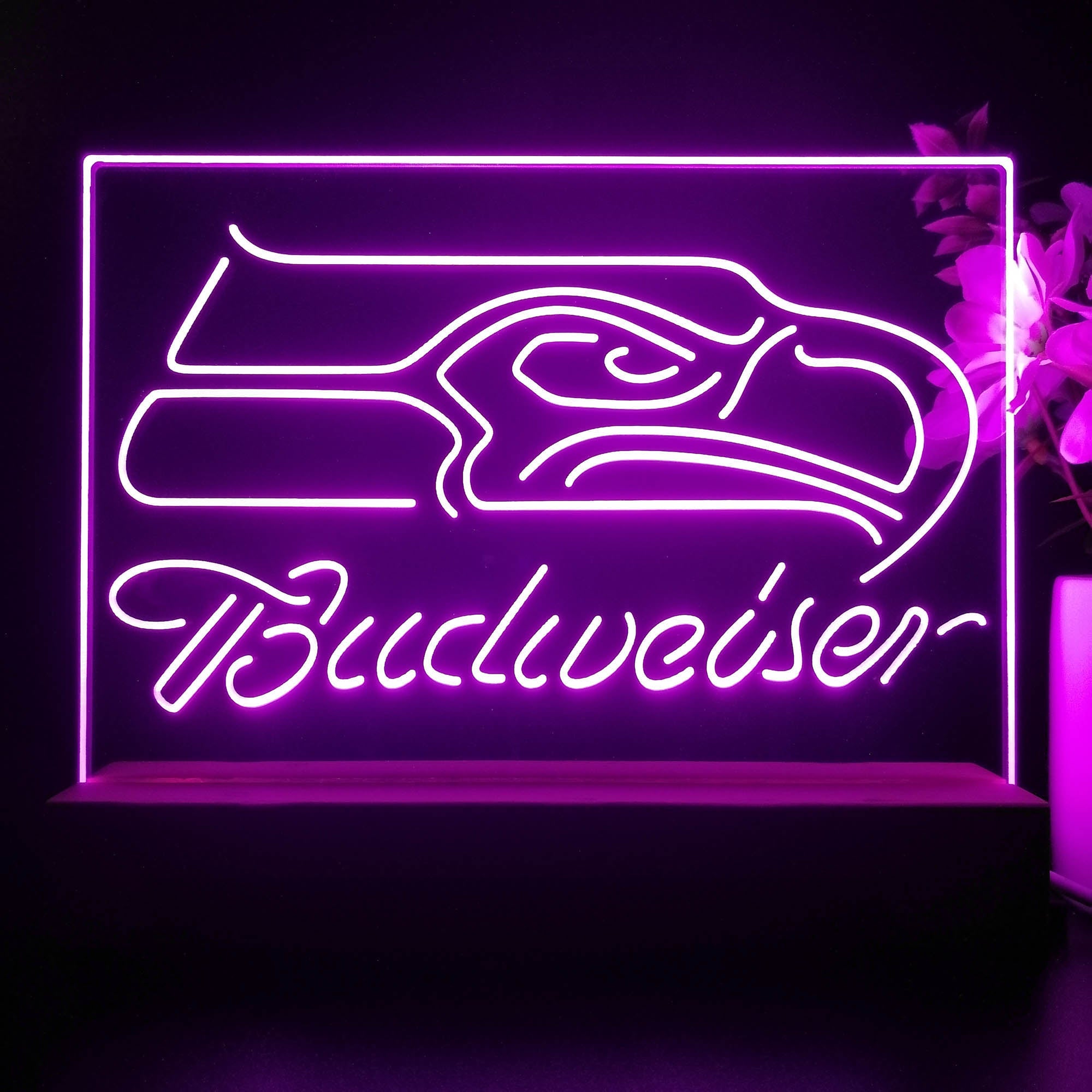 Seattle Seahawks Budweiser 3D Illusion Night Light Desk Lamp