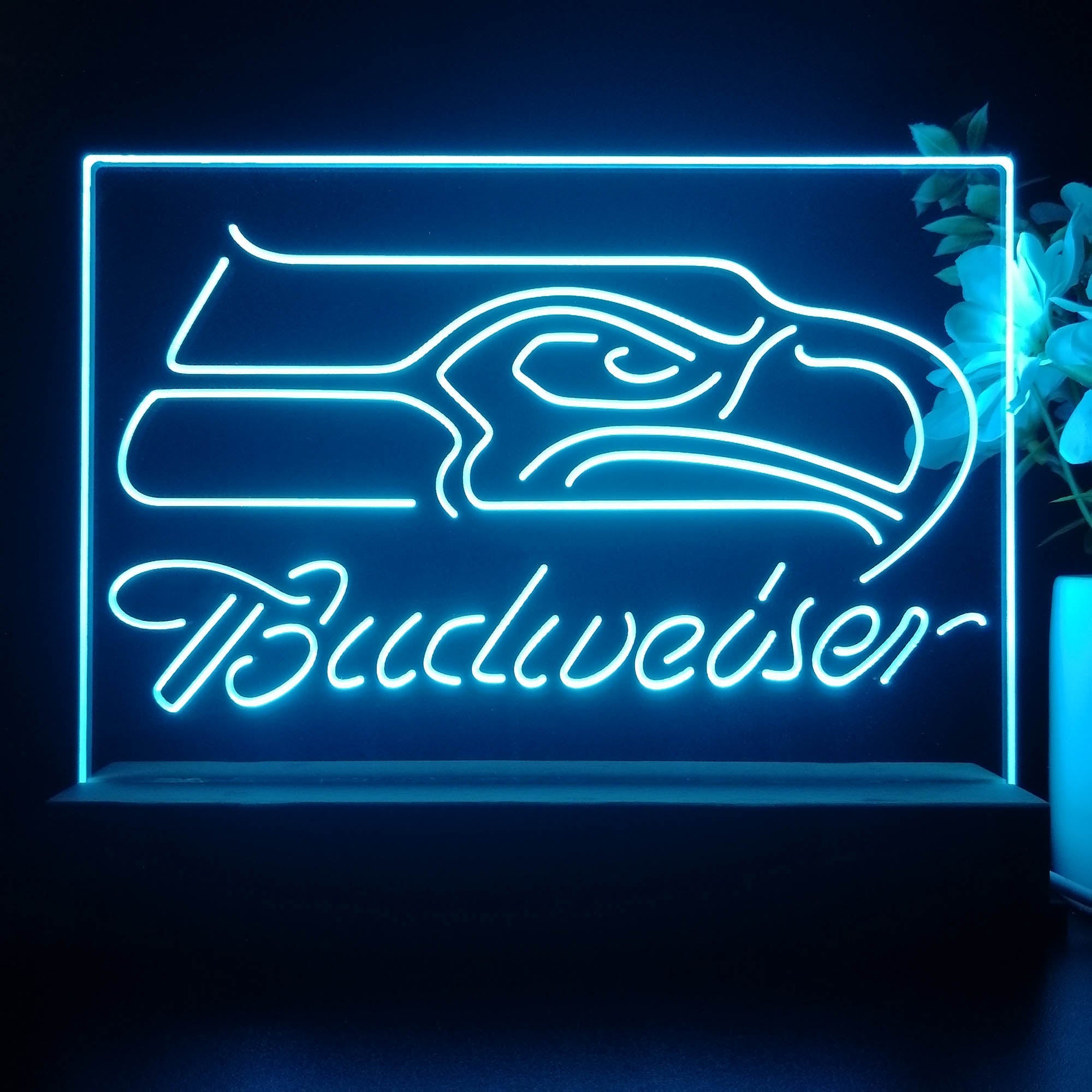 Seattle Seahawks Budweiser 3D Illusion Night Light Desk Lamp