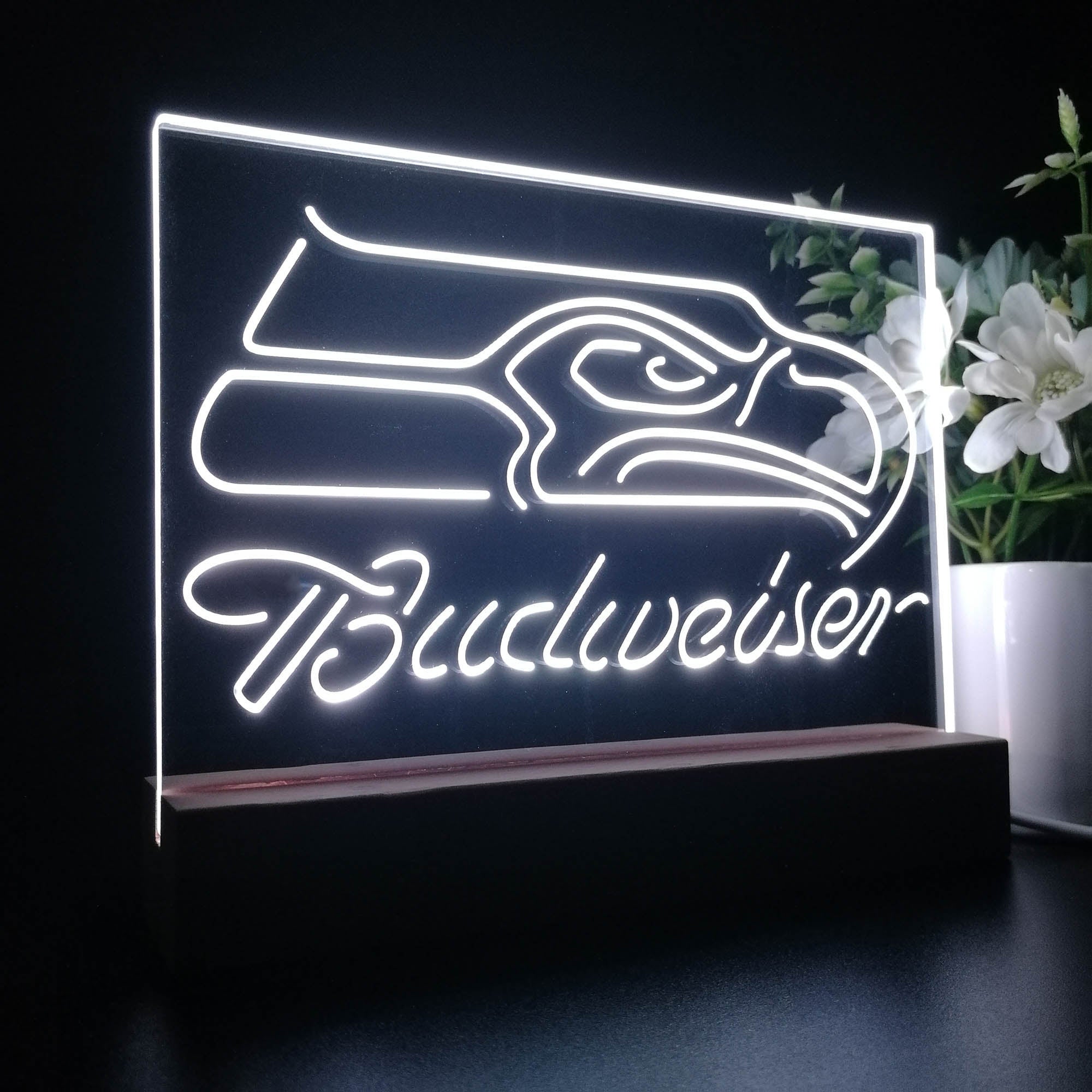 Seattle Seahawks Budweiser 3D Illusion Night Light Desk Lamp