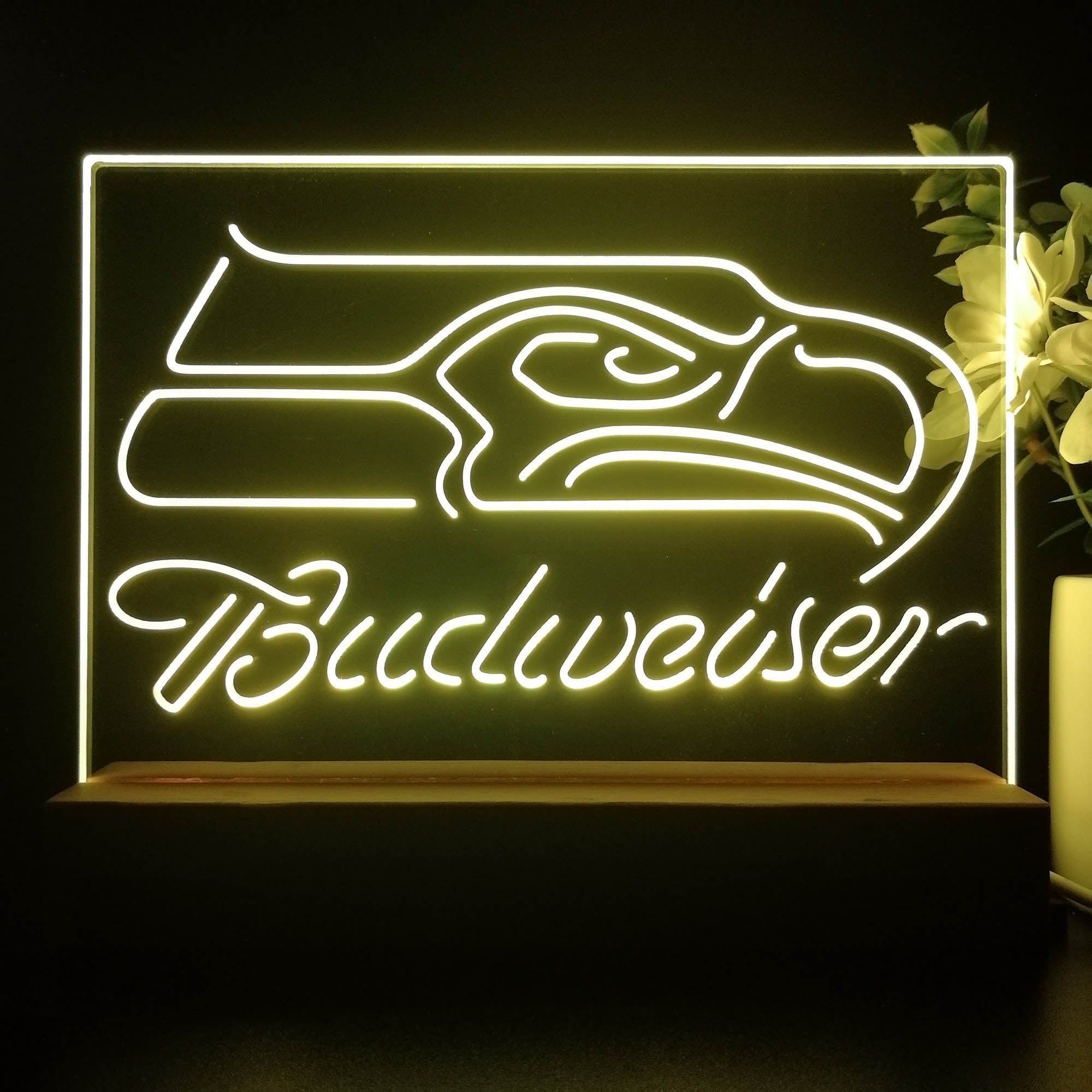 Seattle Seahawks Budweiser 3D Illusion Night Light Desk Lamp