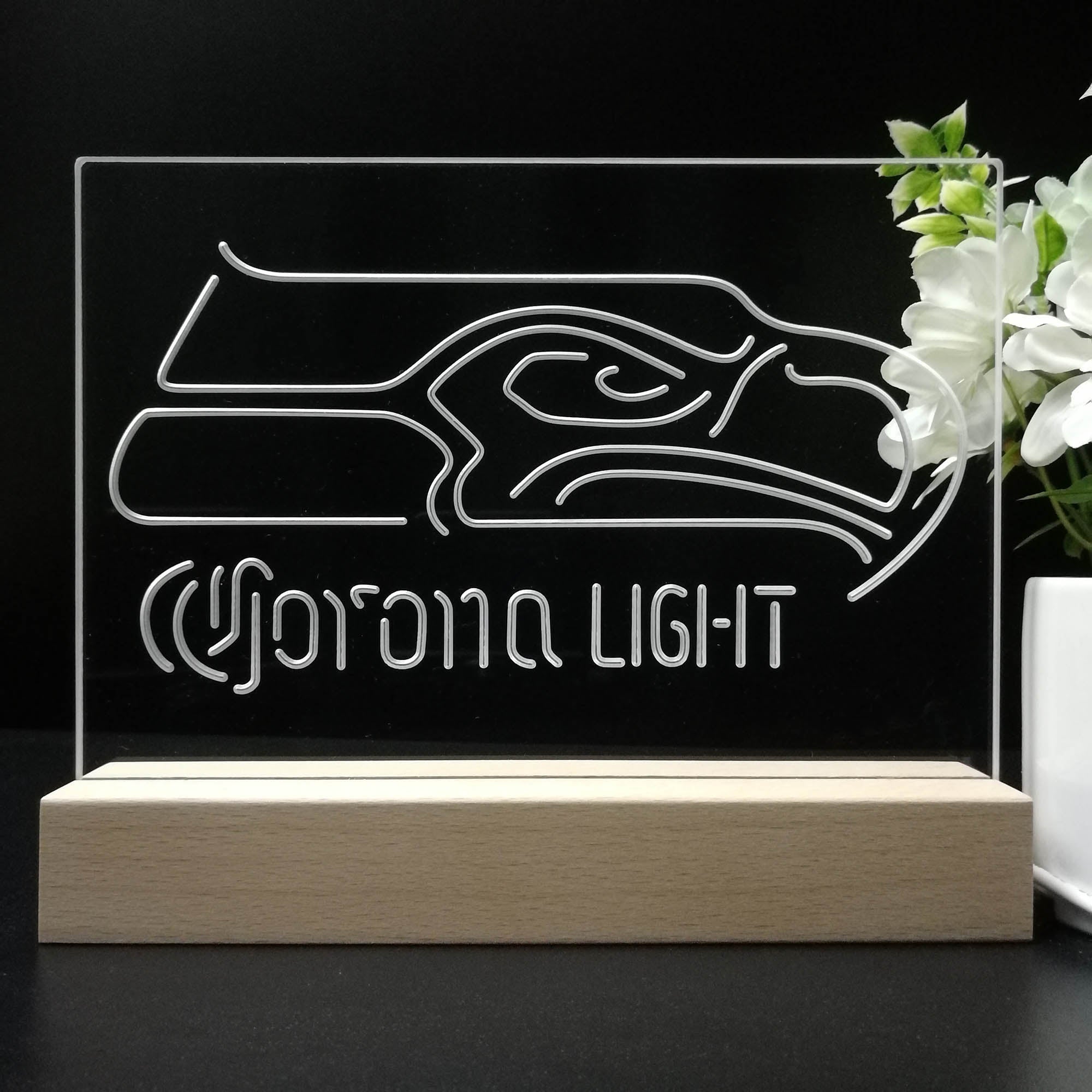 Seattle Seahawks Corona 3D Illusion Night Light Desk Lamp