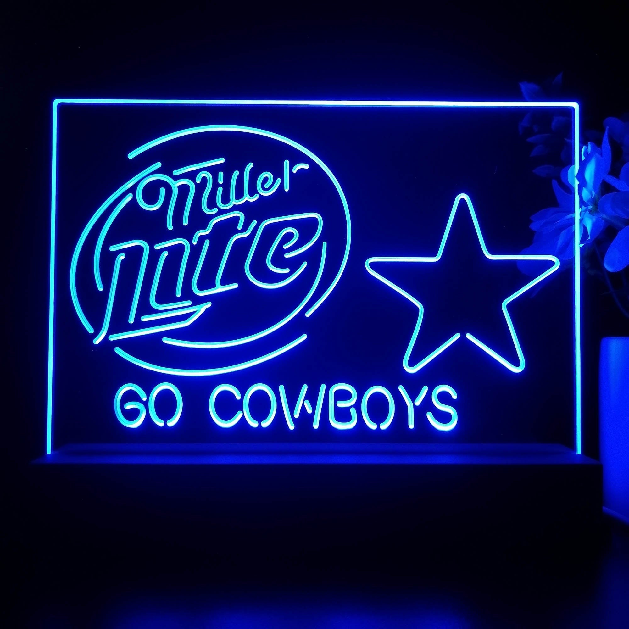 Dallas Cowboys Go Miller Lite 3D Illusion Night Light Desk Lamp