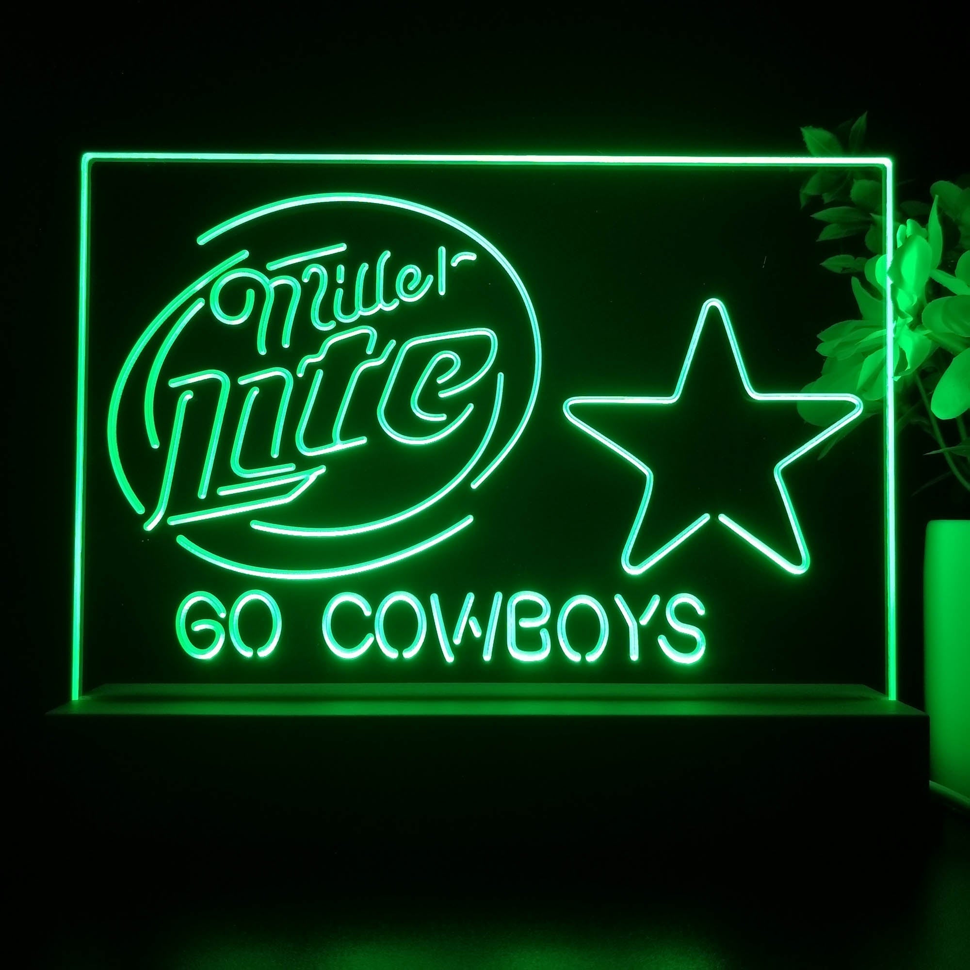 Dallas Cowboys Go Miller Lite 3D Illusion Night Light Desk Lamp