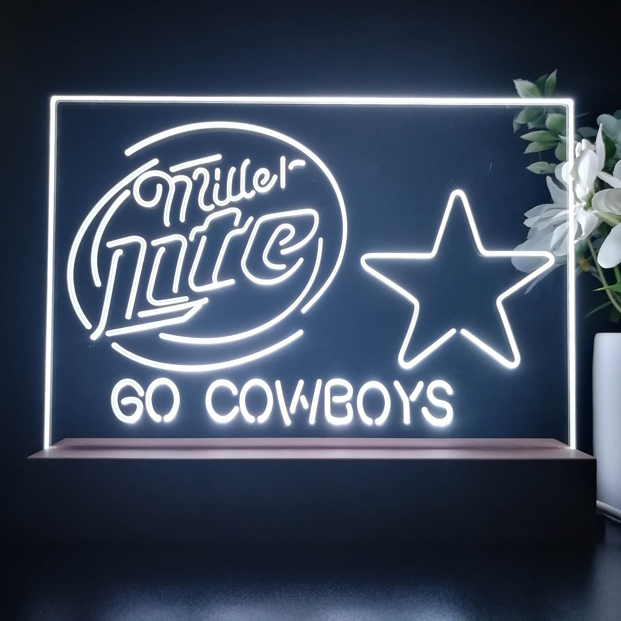 Dallas Cowboys Go Miller Lite 3D Illusion Night Light Desk Lamp