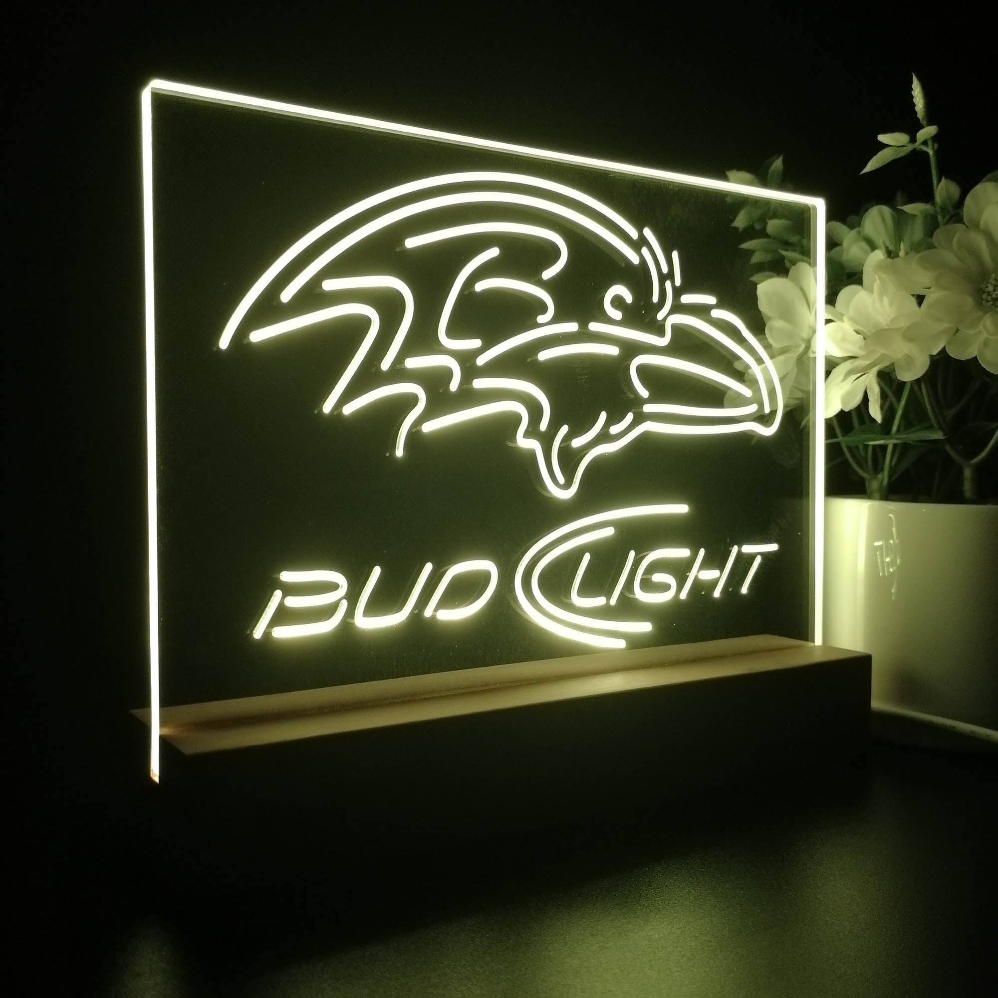 Bud Light Baltimore Ravens Night Light Pub Bar Lamp