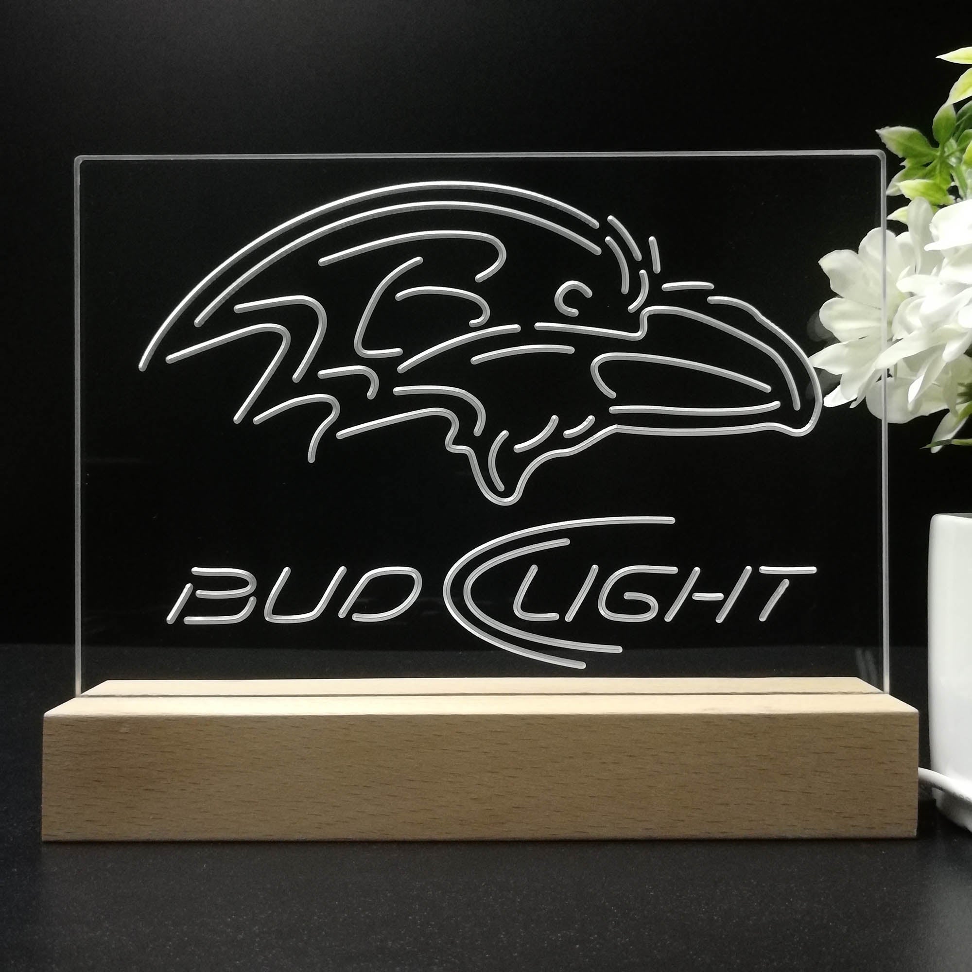 Bud Light Baltimore Ravens Night Light Pub Bar Lamp