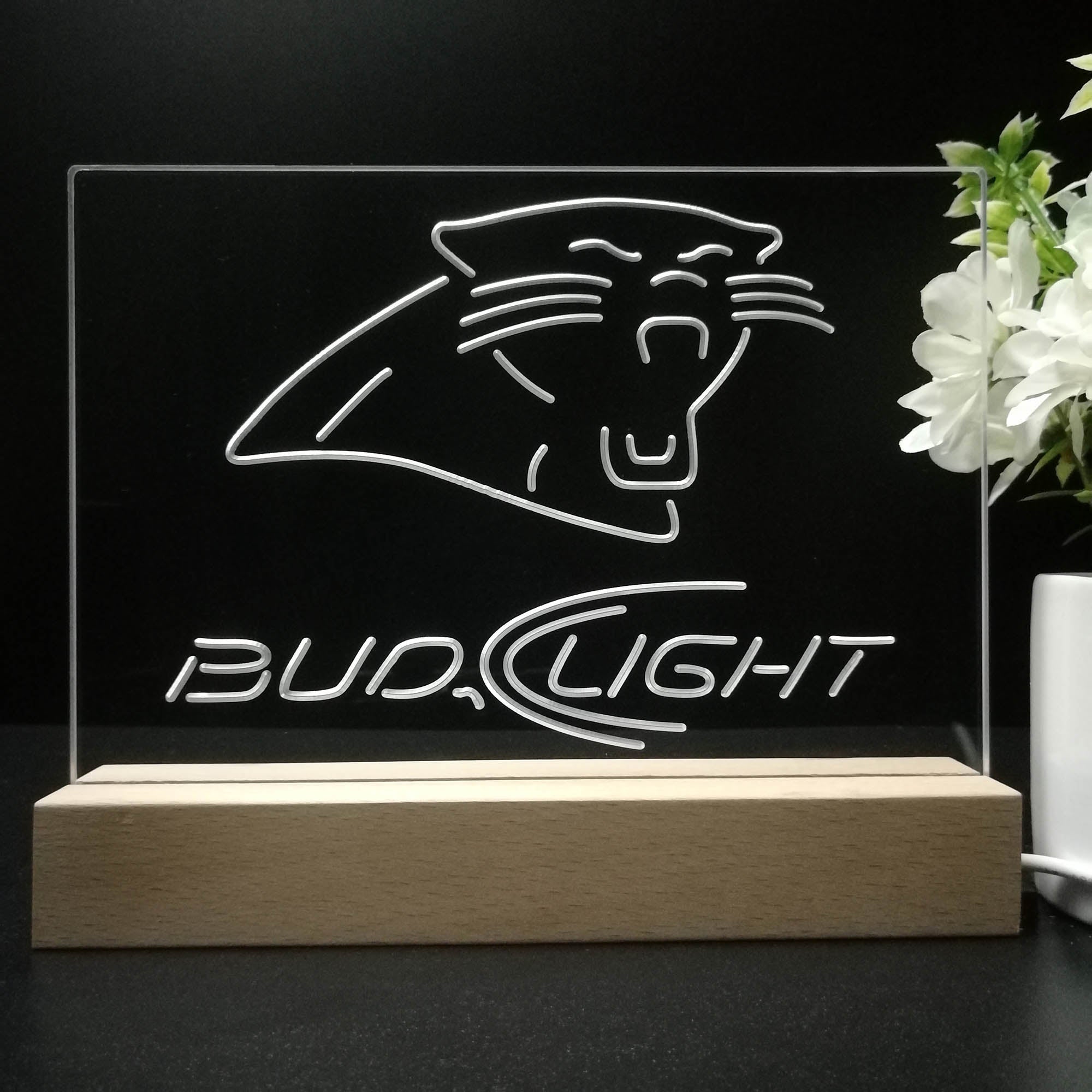 Bud Light Carolina Panthers Night Light Pub Bar Lamp