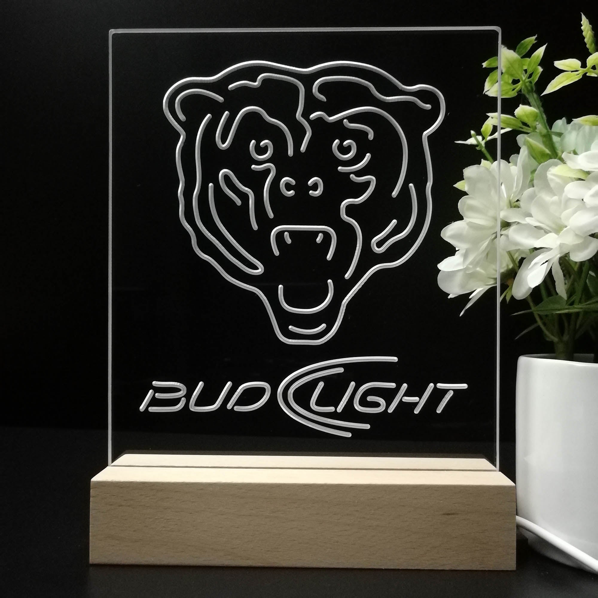 Chicago Bears Night Light Neon Pub Bar Lamp