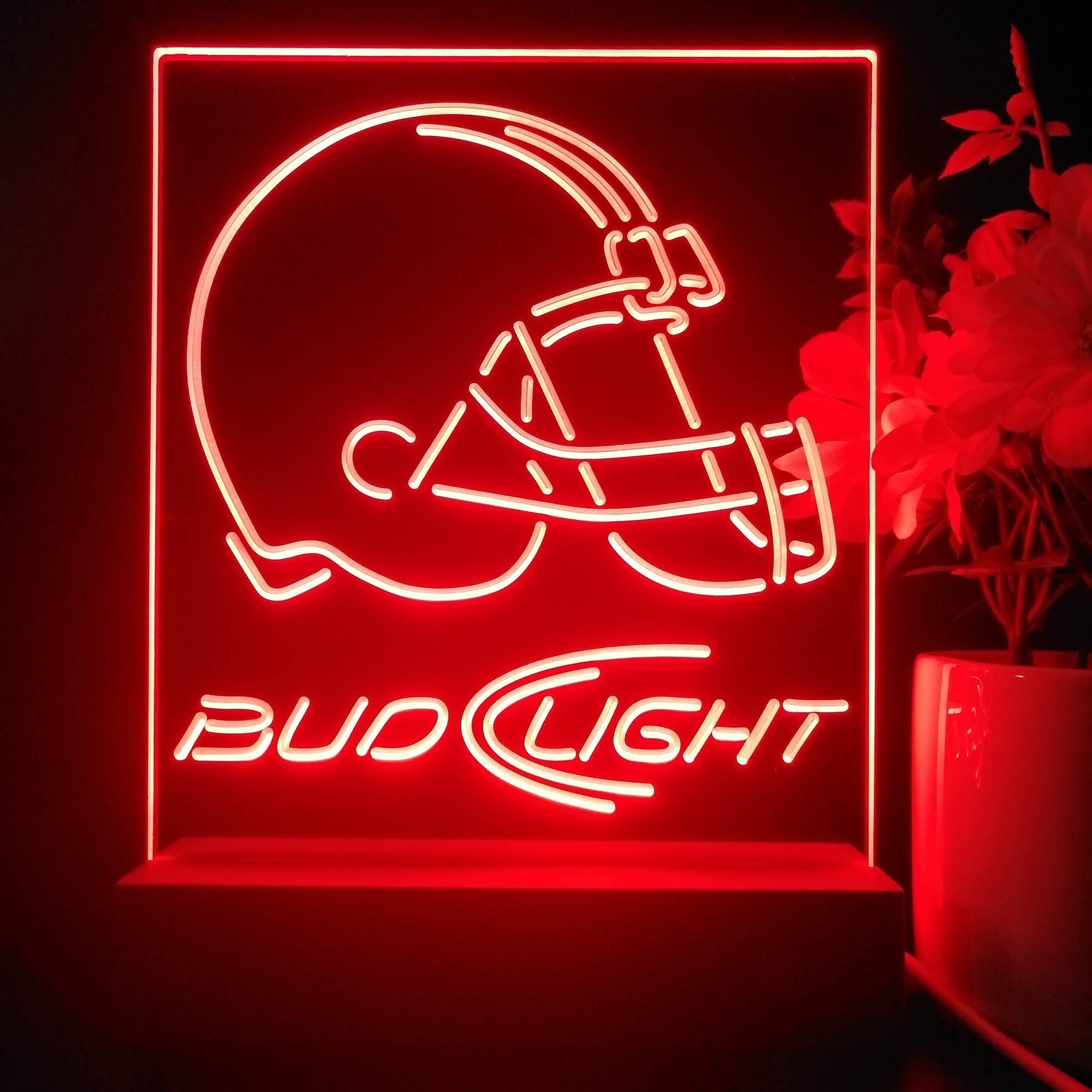 Bud Light Cleveland Browns 3D Illusion Night Light Desk Lamp