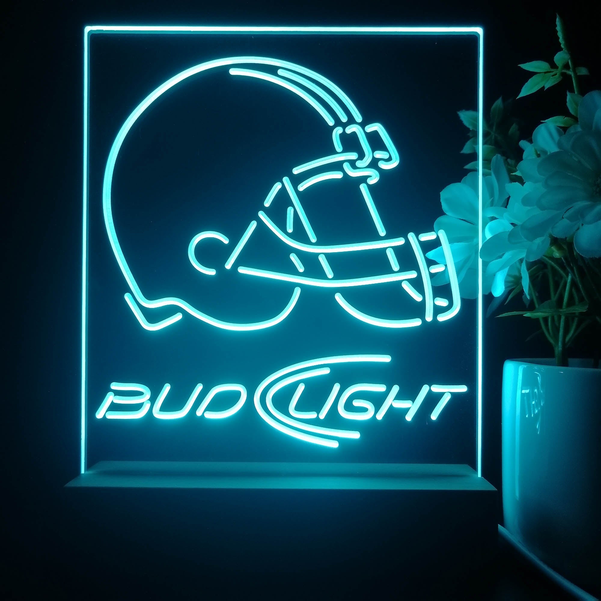 Bud Light Cleveland Browns 3D Illusion Night Light Desk Lamp