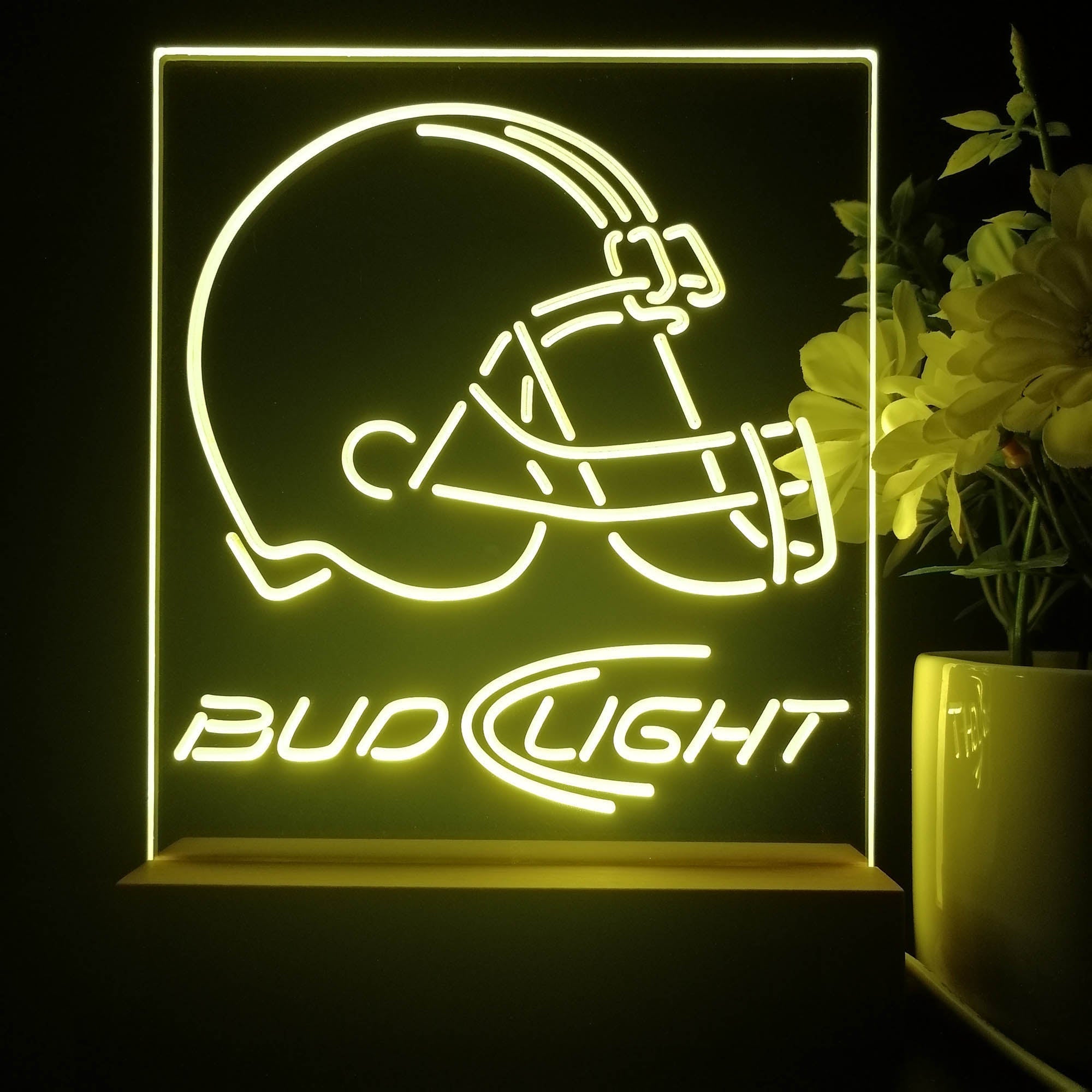 Bud Light Cleveland Browns 3D Illusion Night Light Desk Lamp