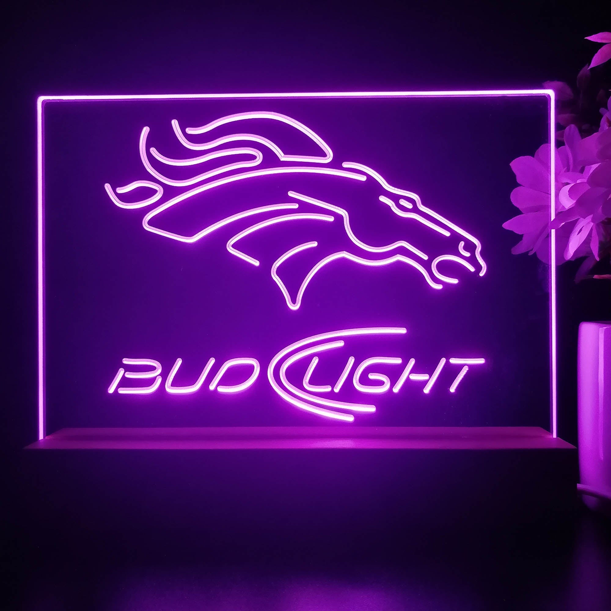 Bud Light Denver Broncos Night Light Pub Bar Lamp