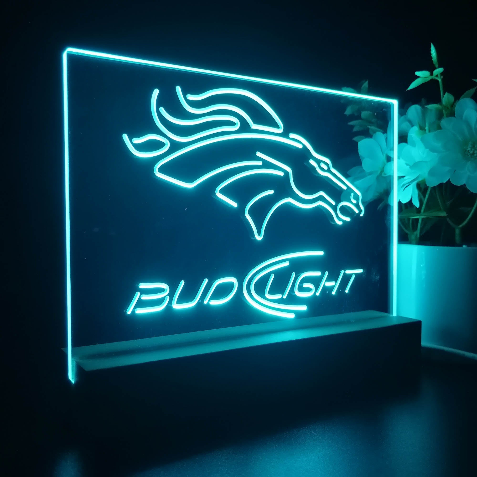 Bud Light Denver Broncos Night Light Pub Bar Lamp