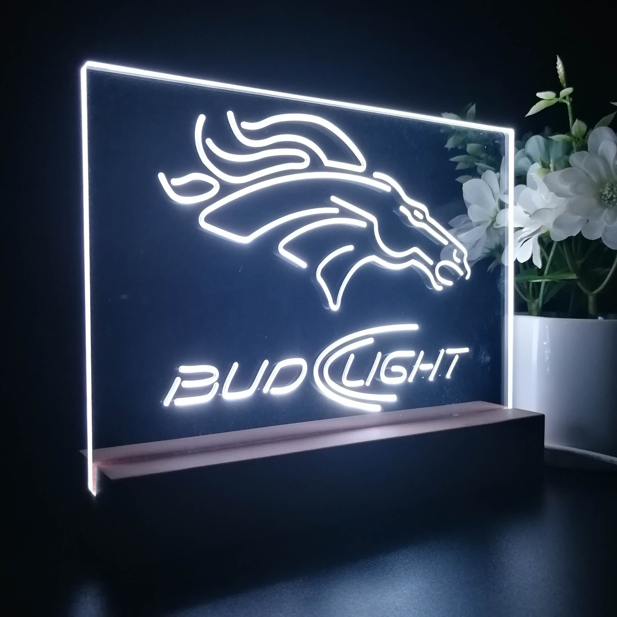 Bud Light Denver Broncos Night Light Pub Bar Lamp