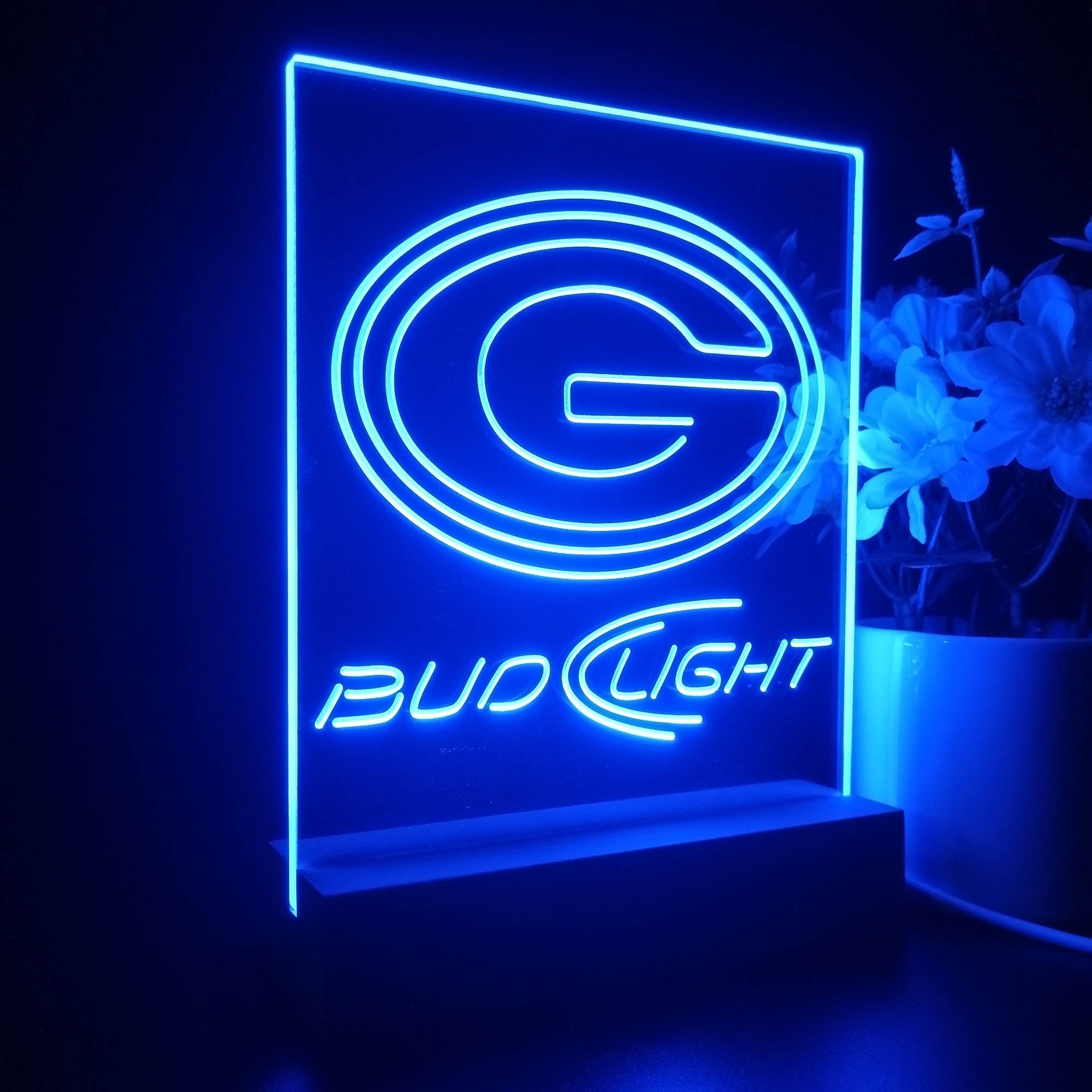 Bud Light Green Bay Packers 3D Illusion Night Light Table Lamp