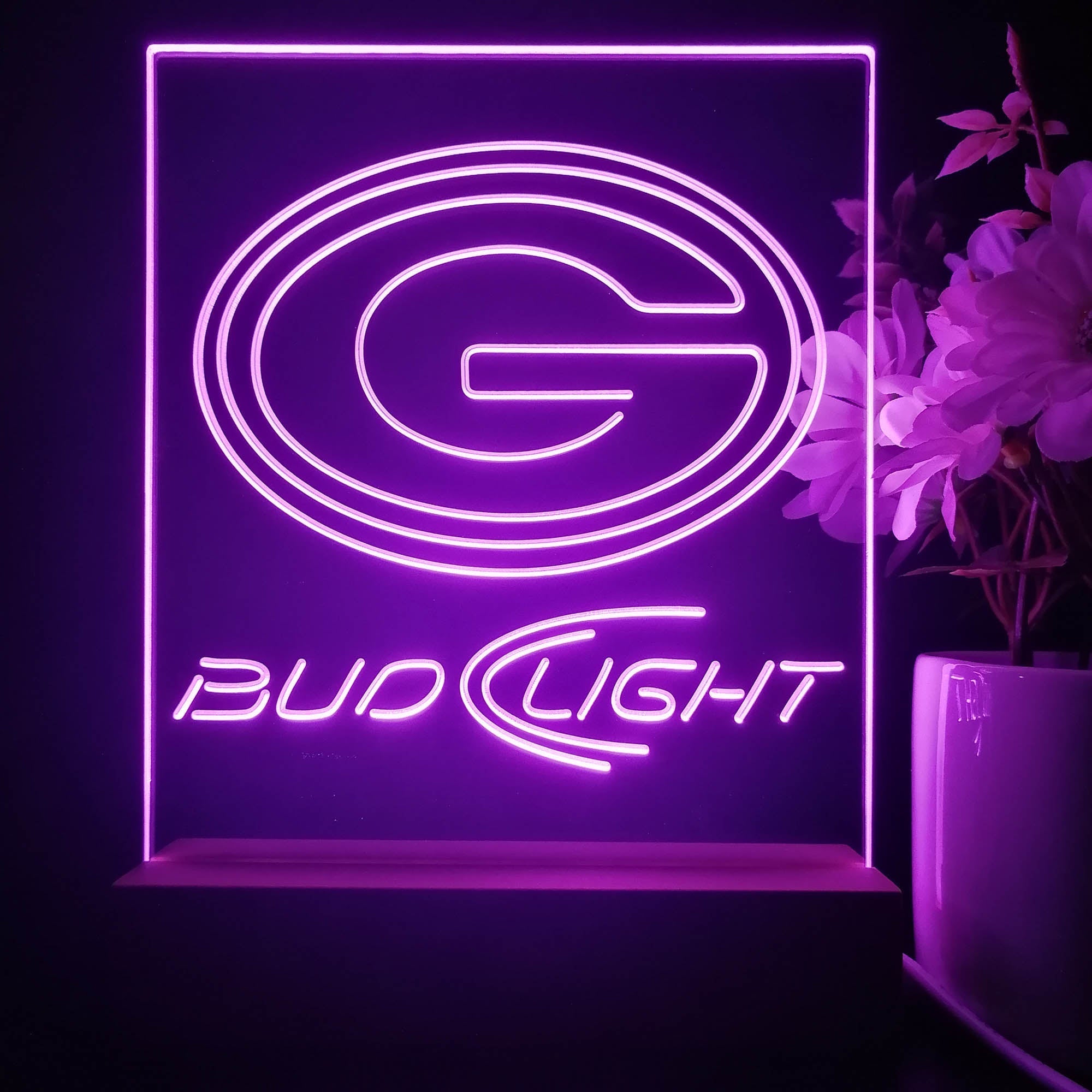 Bud Light Green Bay Packers 3D Illusion Night Light Table Lamp