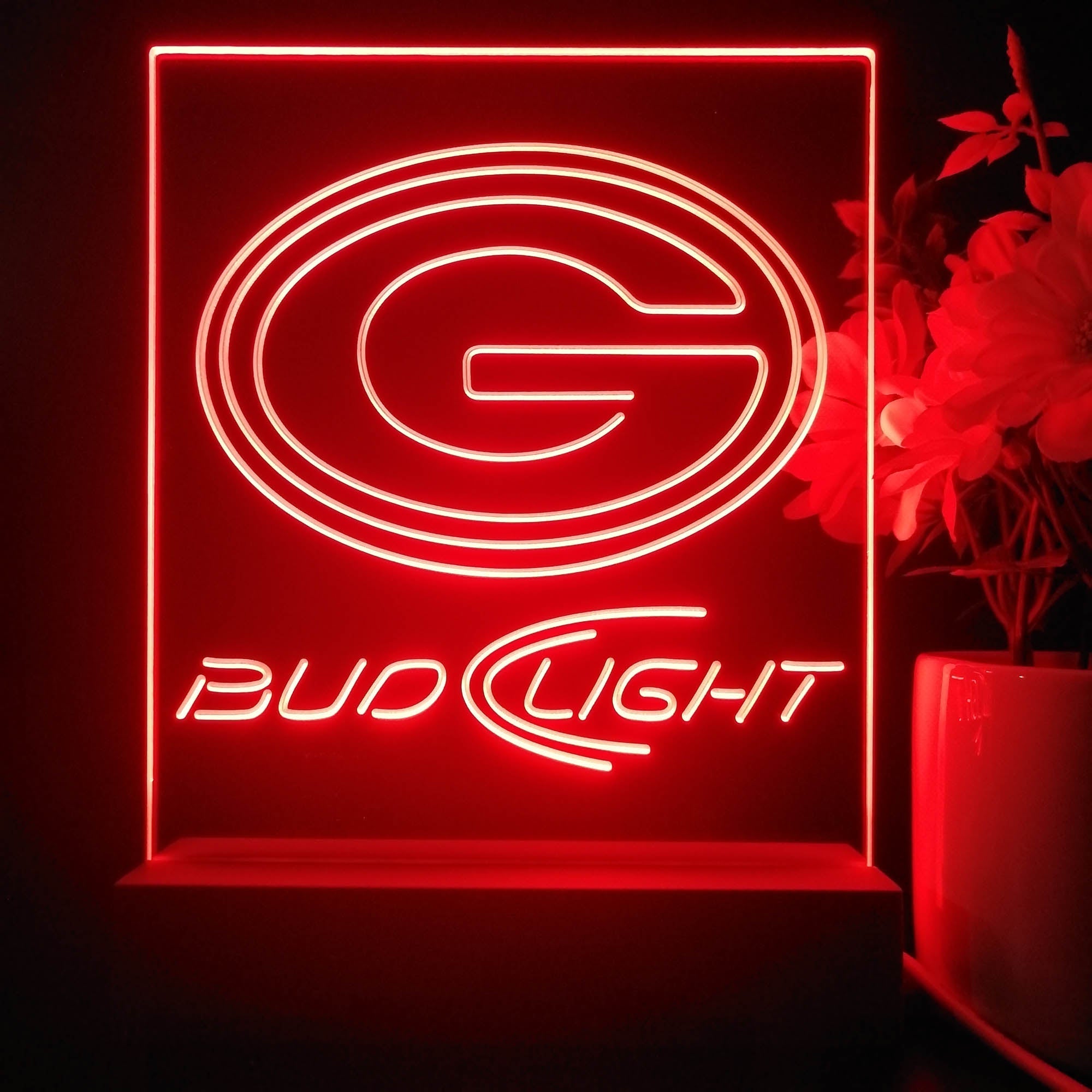 Bud Light Green Bay Packers 3D Illusion Night Light Table Lamp