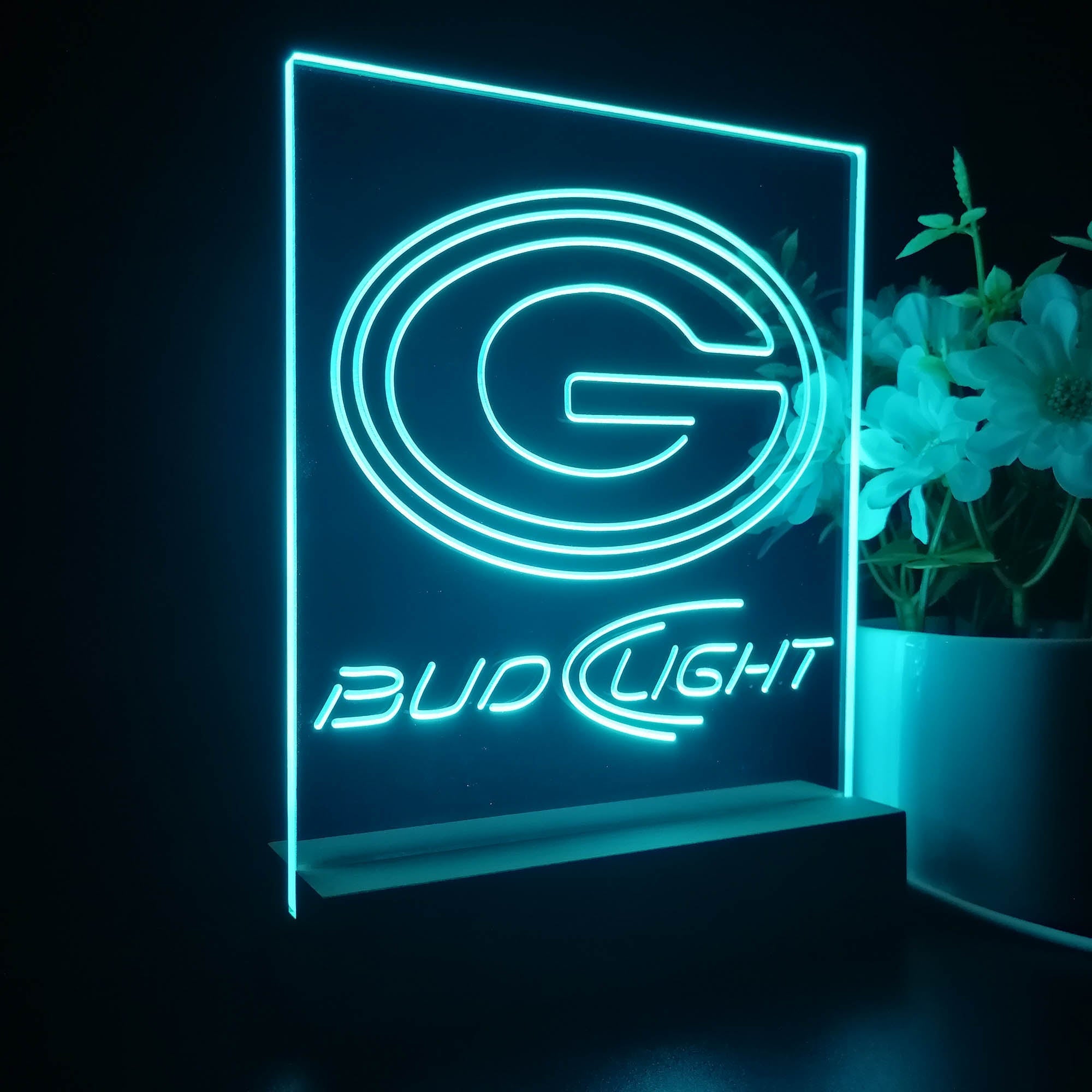 Bud Light Green Bay Packers 3D Illusion Night Light Table Lamp