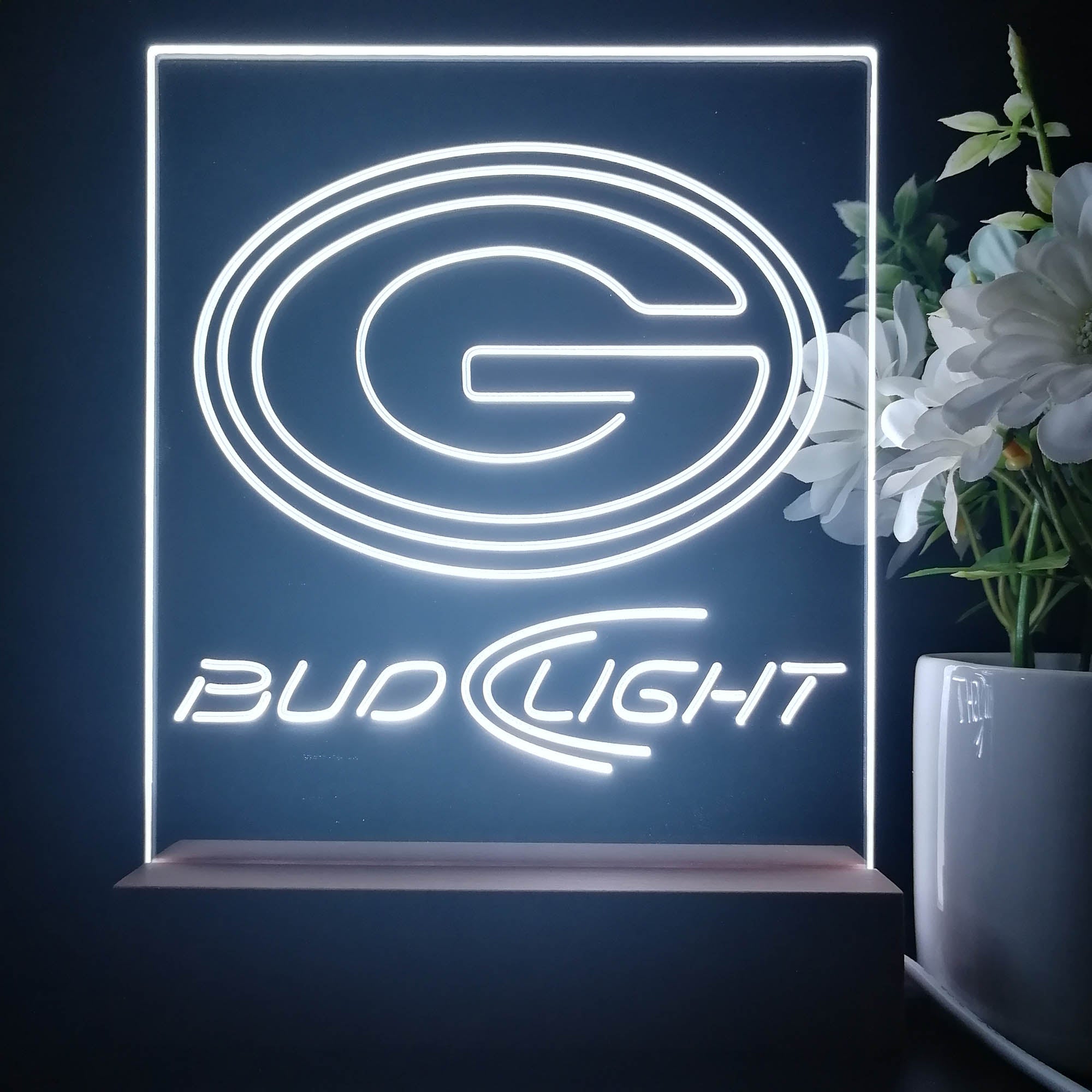 Bud Light Green Bay Packers 3D Illusion Night Light Table Lamp