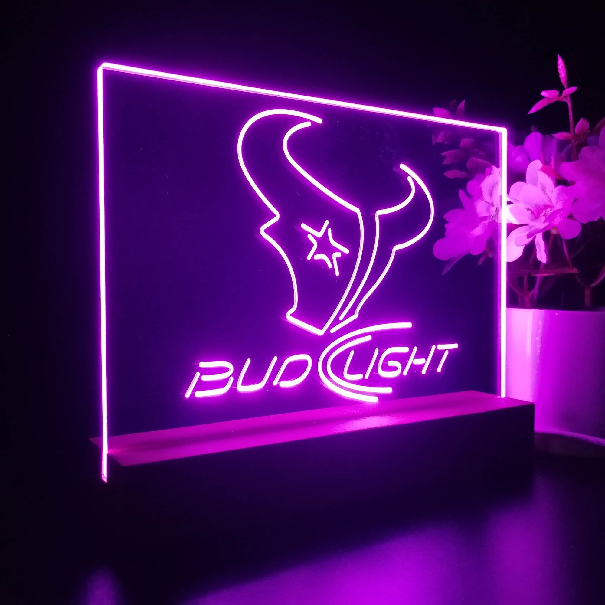 Bud Light Houston Texans Night Light Pub Bar Lamp