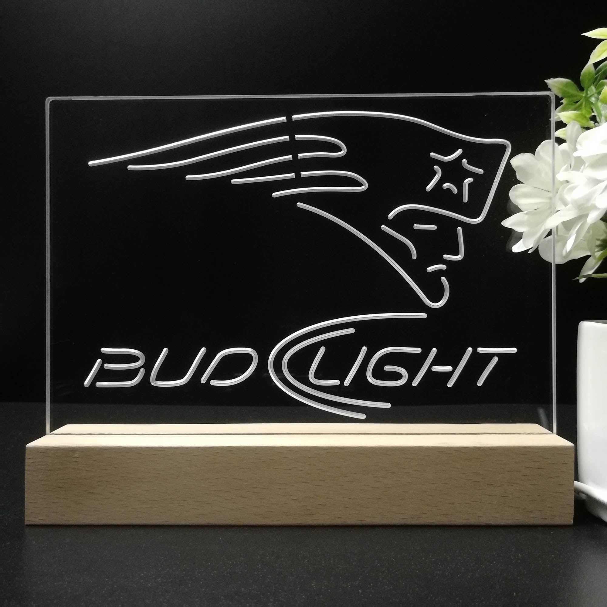 Bud Light New England Patriots Night Light Pub Bar Lamp