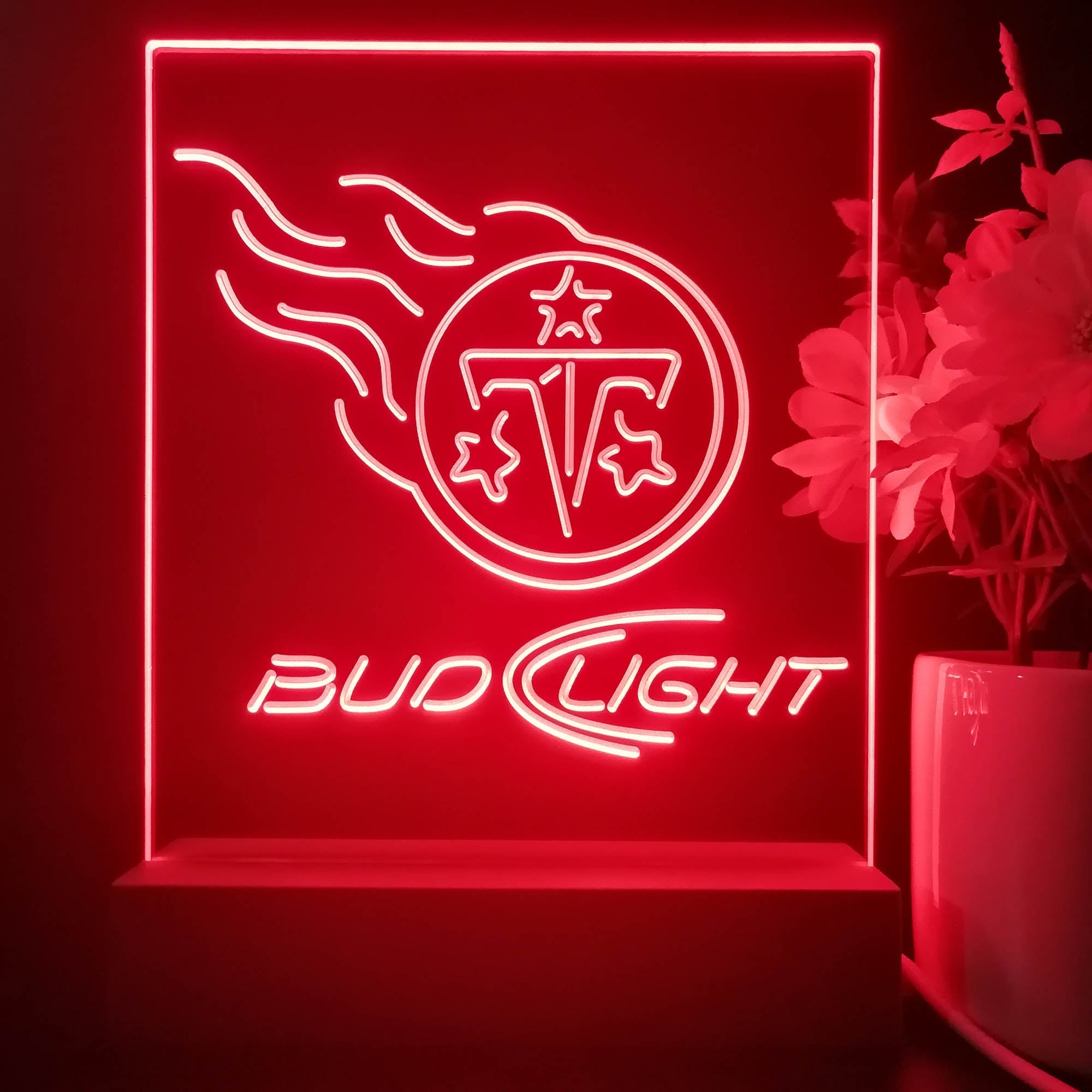 Bud Light Red Tennessee Titans 3D Illusion Night Light Desk Lamp