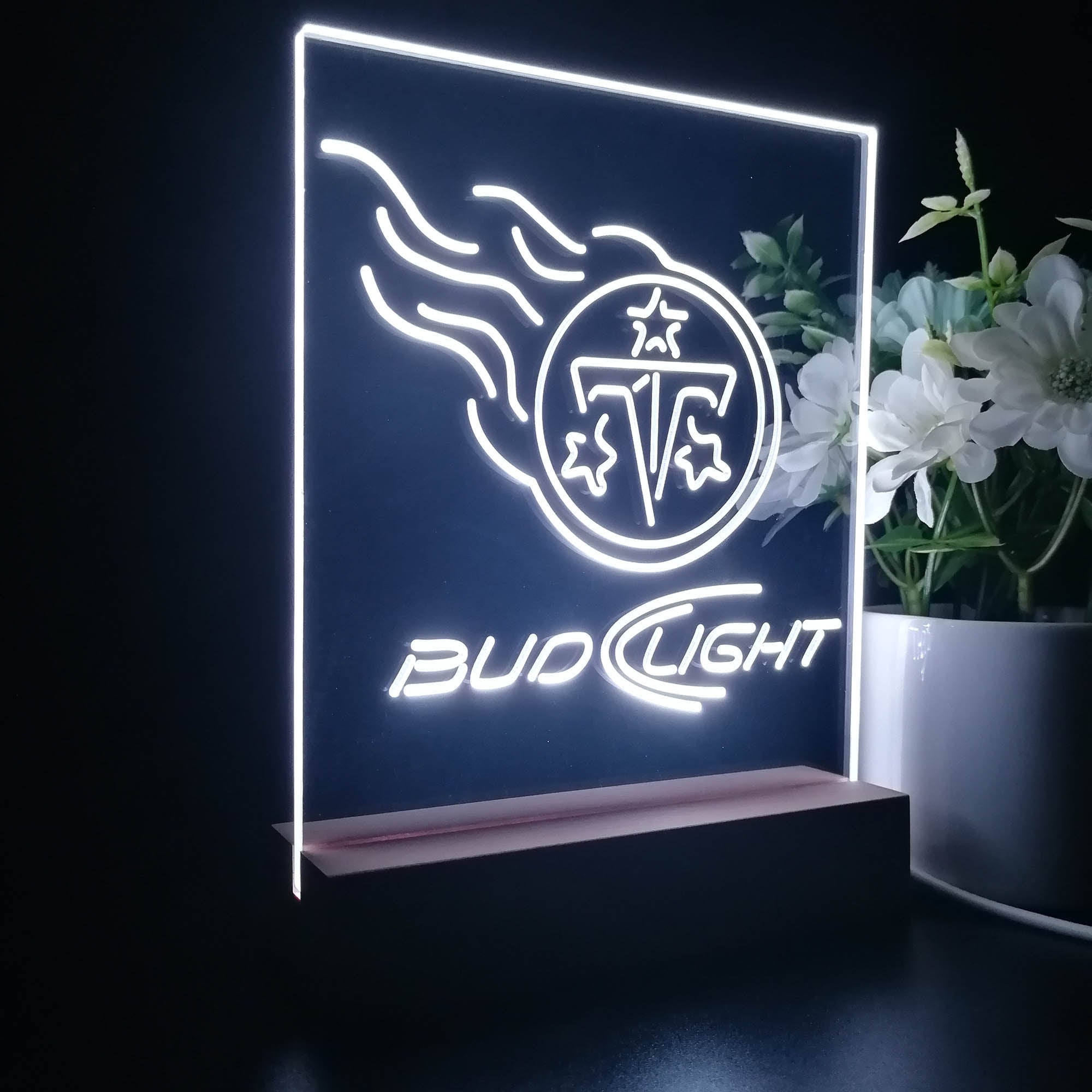 Bud Light Red Tennessee Titans 3D Illusion Night Light Desk Lamp