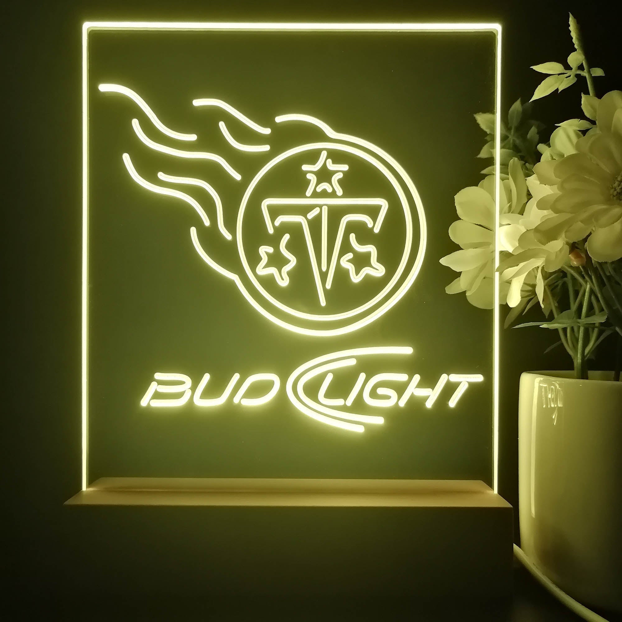 Bud Light Red Tennessee Titans 3D Illusion Night Light Desk Lamp